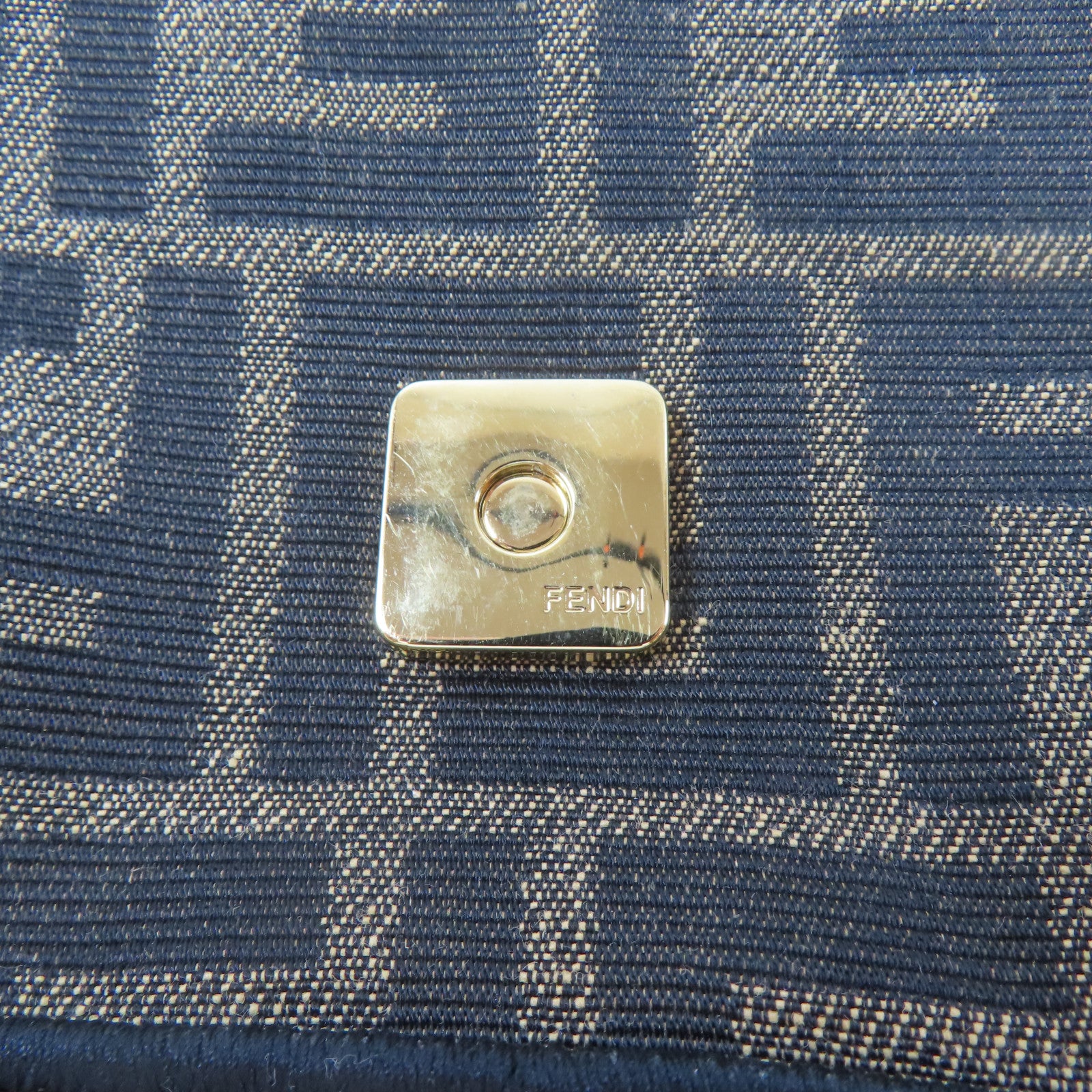 FENDI 帆布Mini Baguette金扣手挽肩背兩用袋啡色