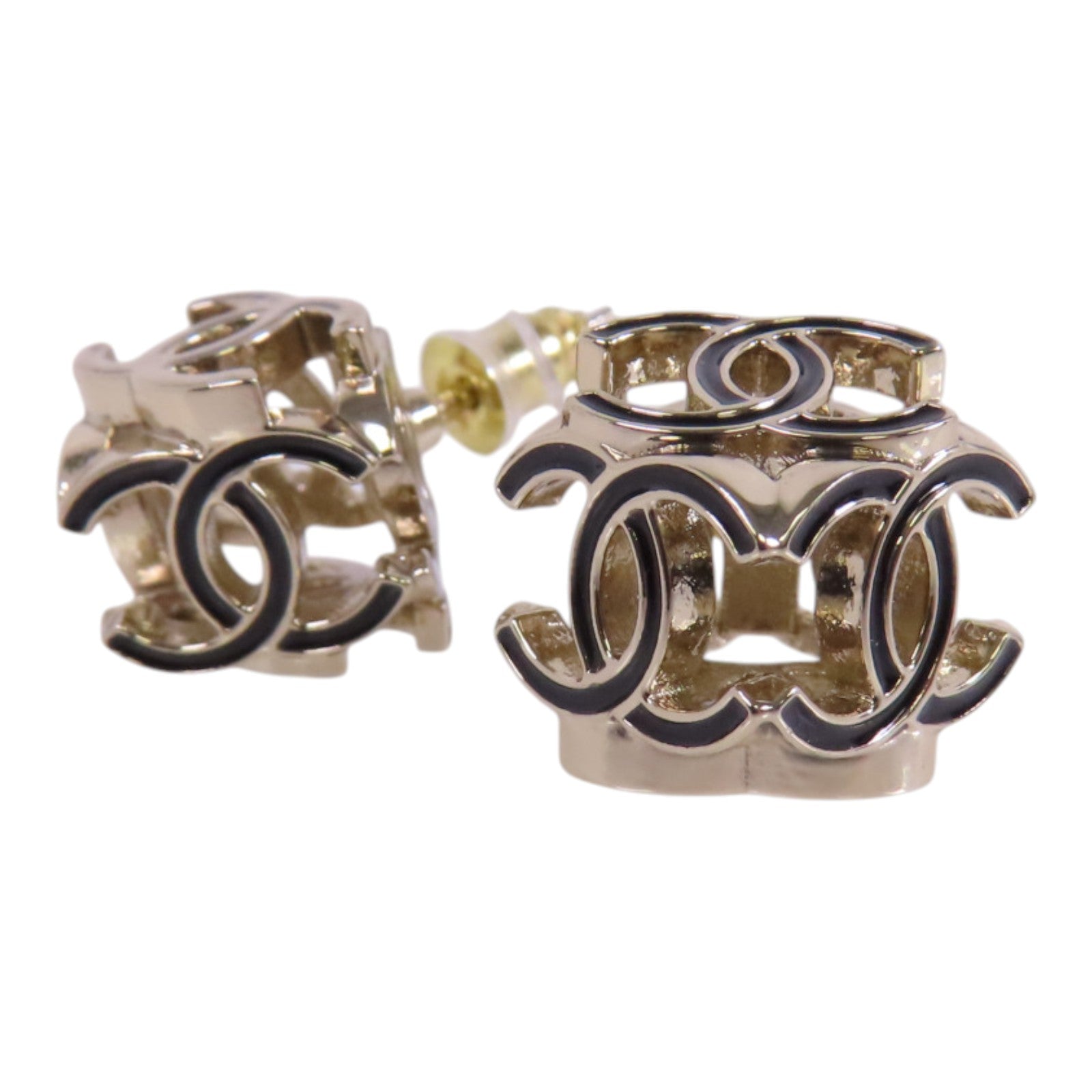 CHANEL 金屬CC Earrings金扣耳環