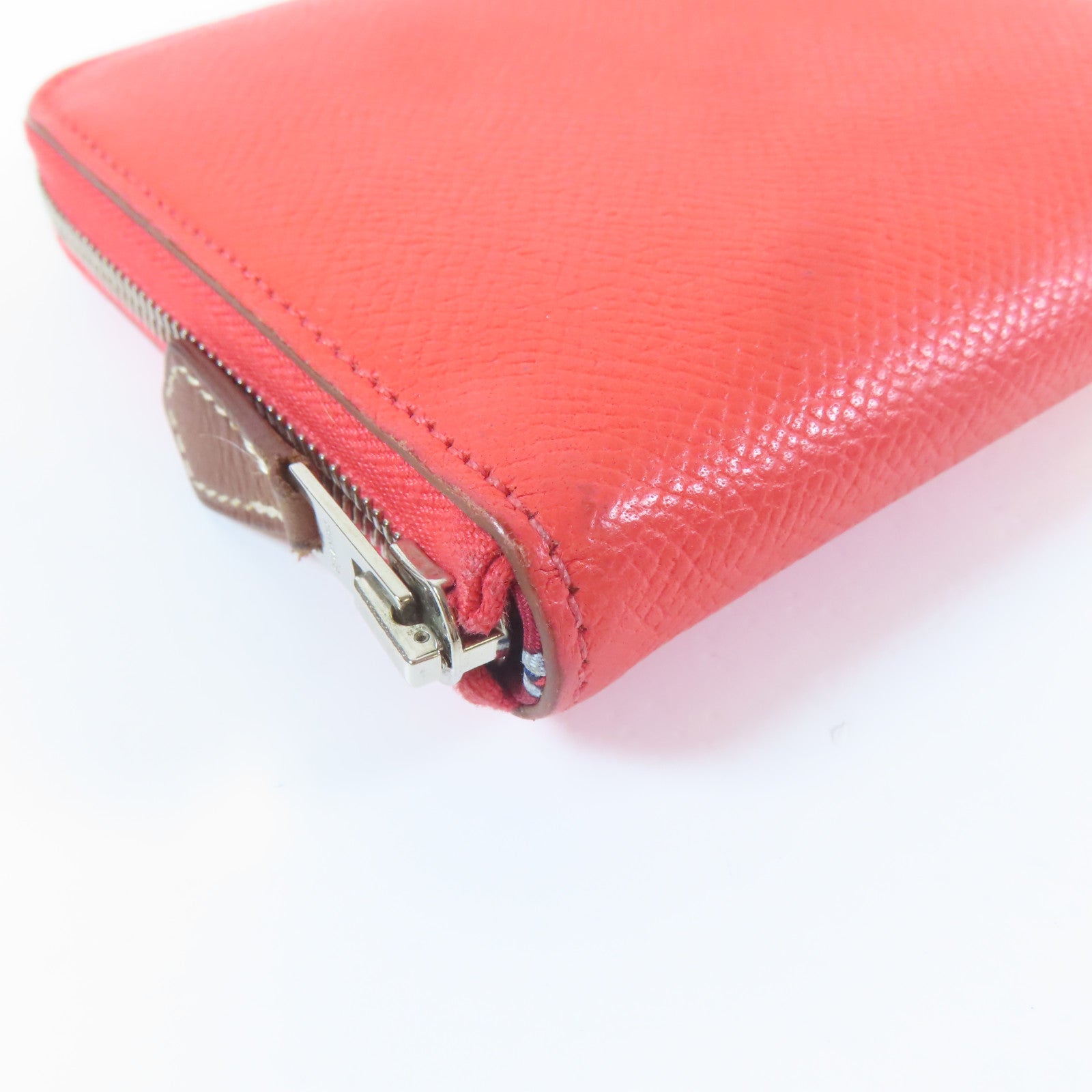 HERMES 【激減優惠】Epsom皮革Silk'In Compact Wallet銀扣錢包罌粟花橘色