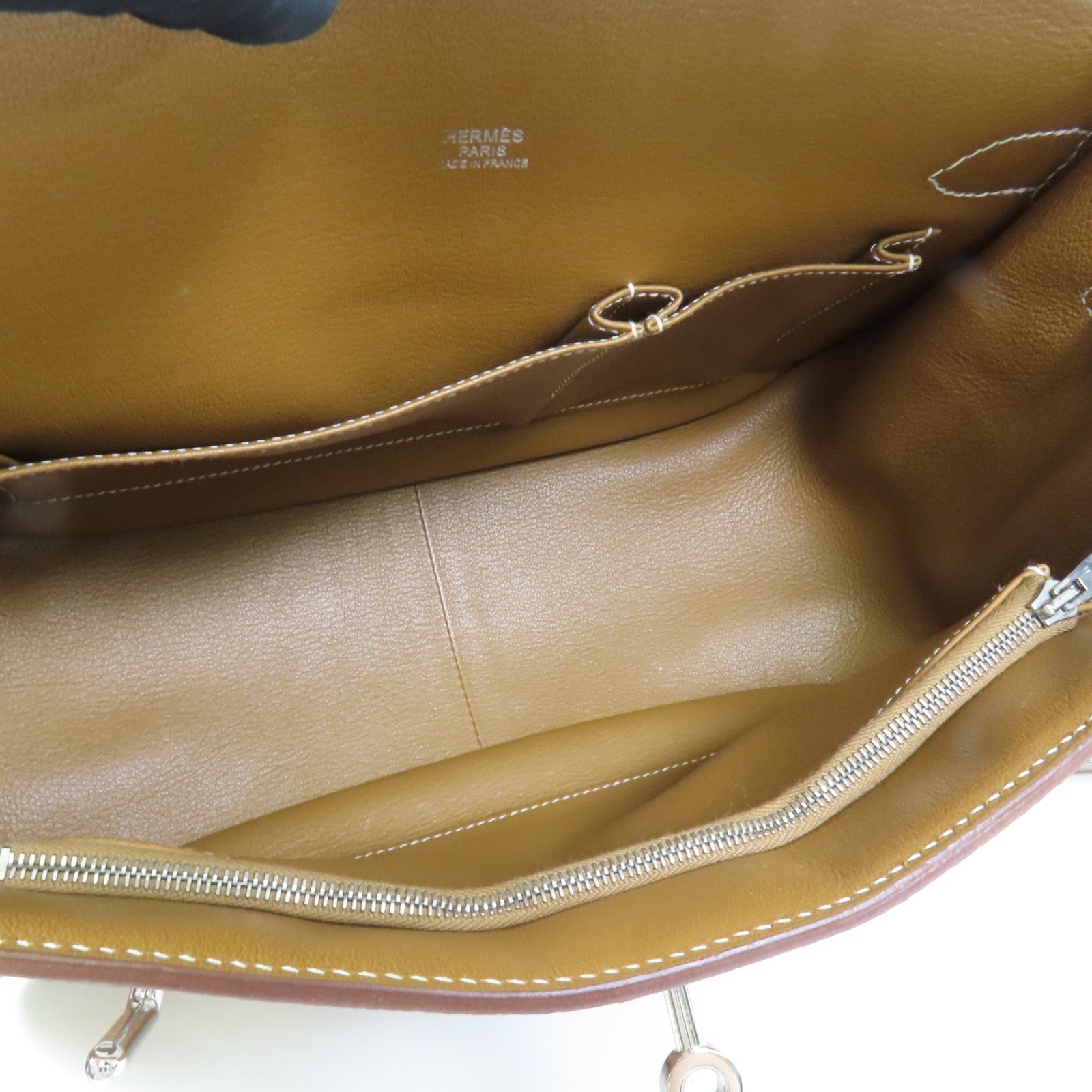 HERMES Clemence皮革Jypsiere 31銀扣肩背袋Gold