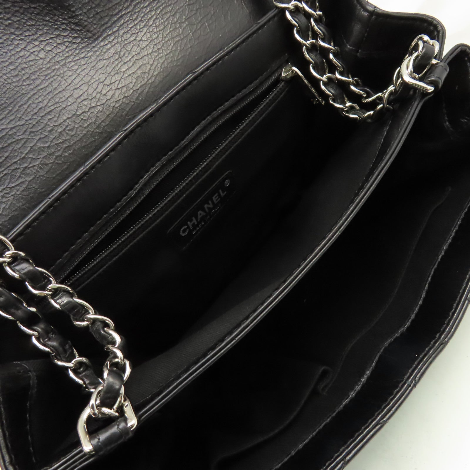 CHANEL 【激減優惠】菱格牛皮皮革Chain Shoulder Bag銀扣鏈帶肩背袋黑色