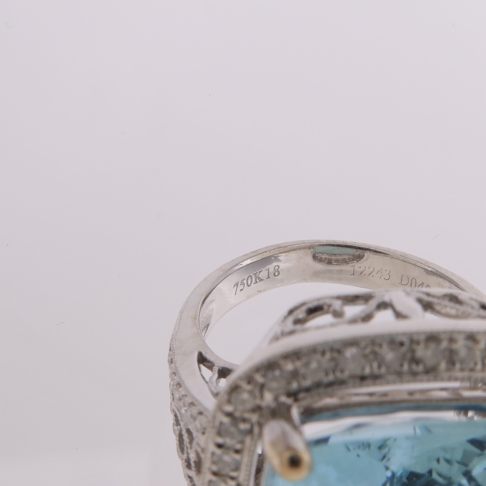 JEWELRY 18K白金Aquamarine Diamond Ring藍晶/鑽石戒指US#4.25