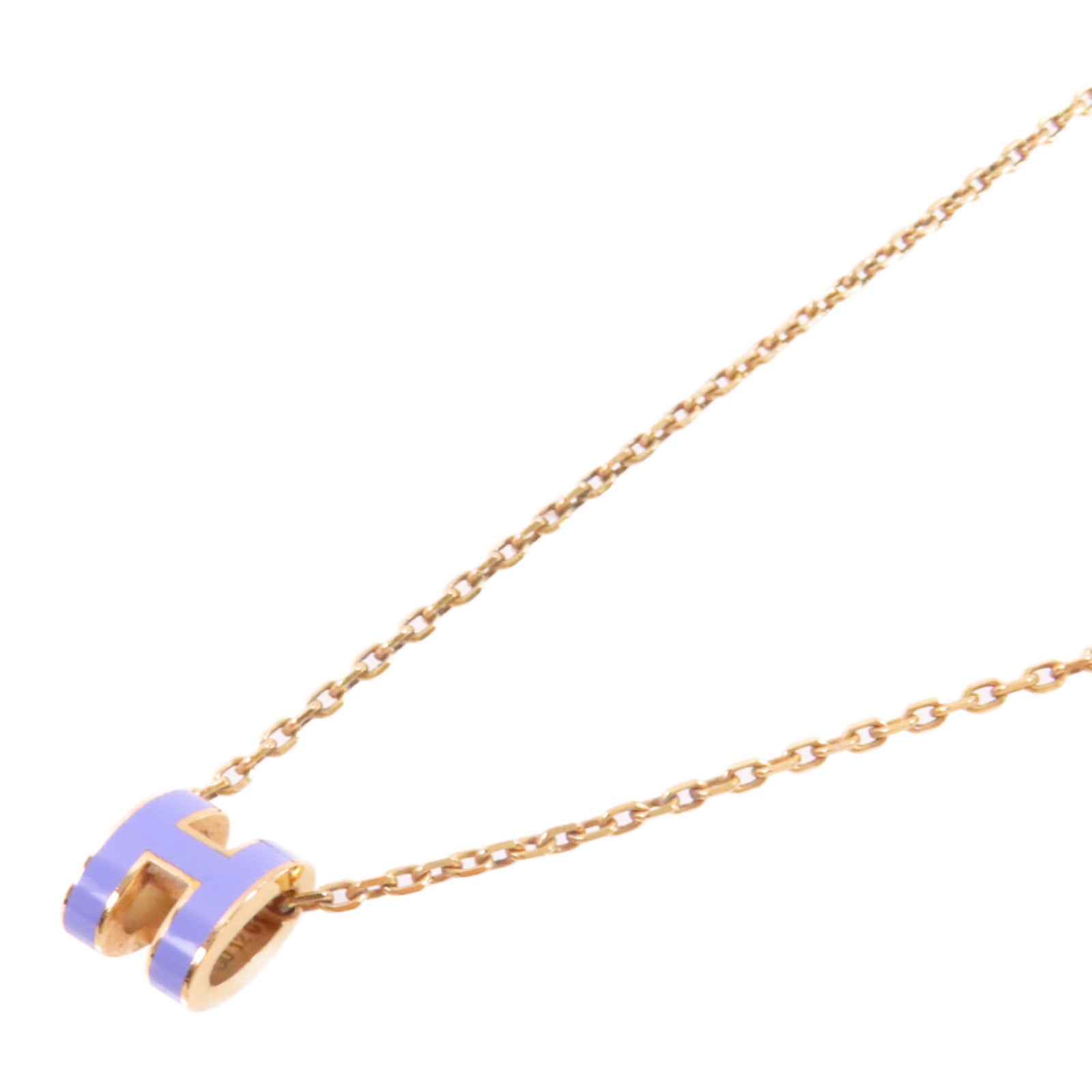 HERMES 金屬/琺瑯Mini Pop H Necklace項鏈紫色/金色
