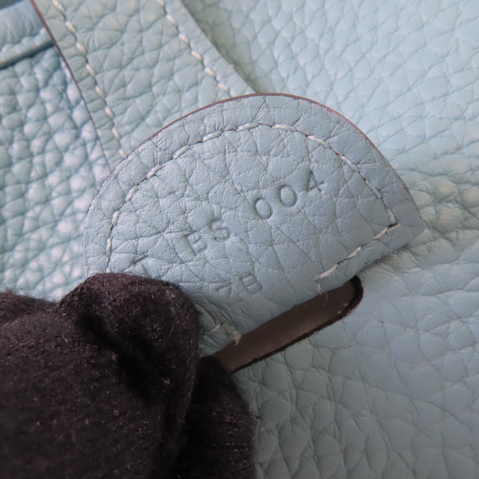 HERMES Clemence皮革Evelyne GM Shoulder Bag銀扣肩背袋Bleu Atoll/潟湖藍色