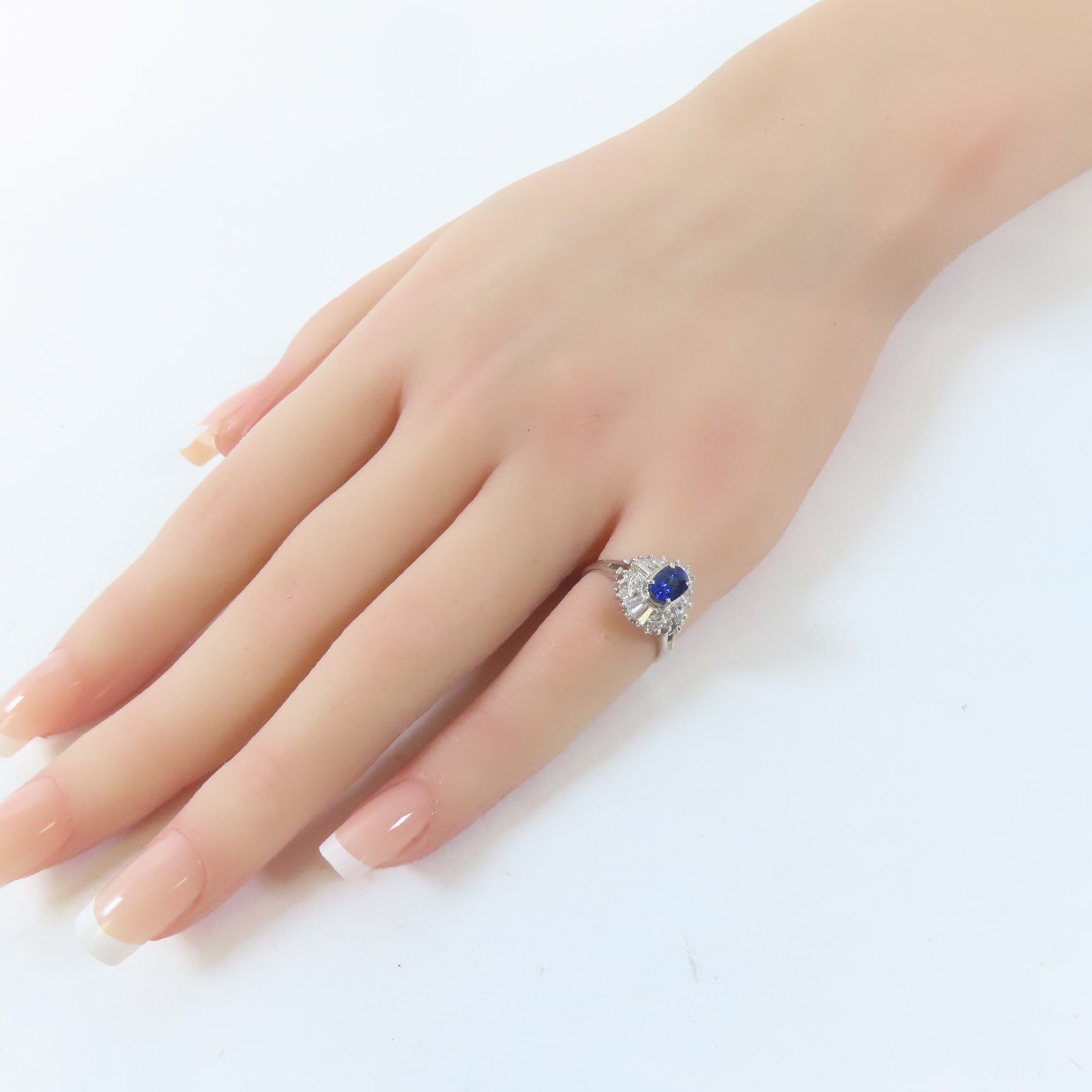 JEWELRY PT900鉑金Sapphire/Diamond Ring 1.14ct藍寶石/0.51ct鑽石戒指US#4