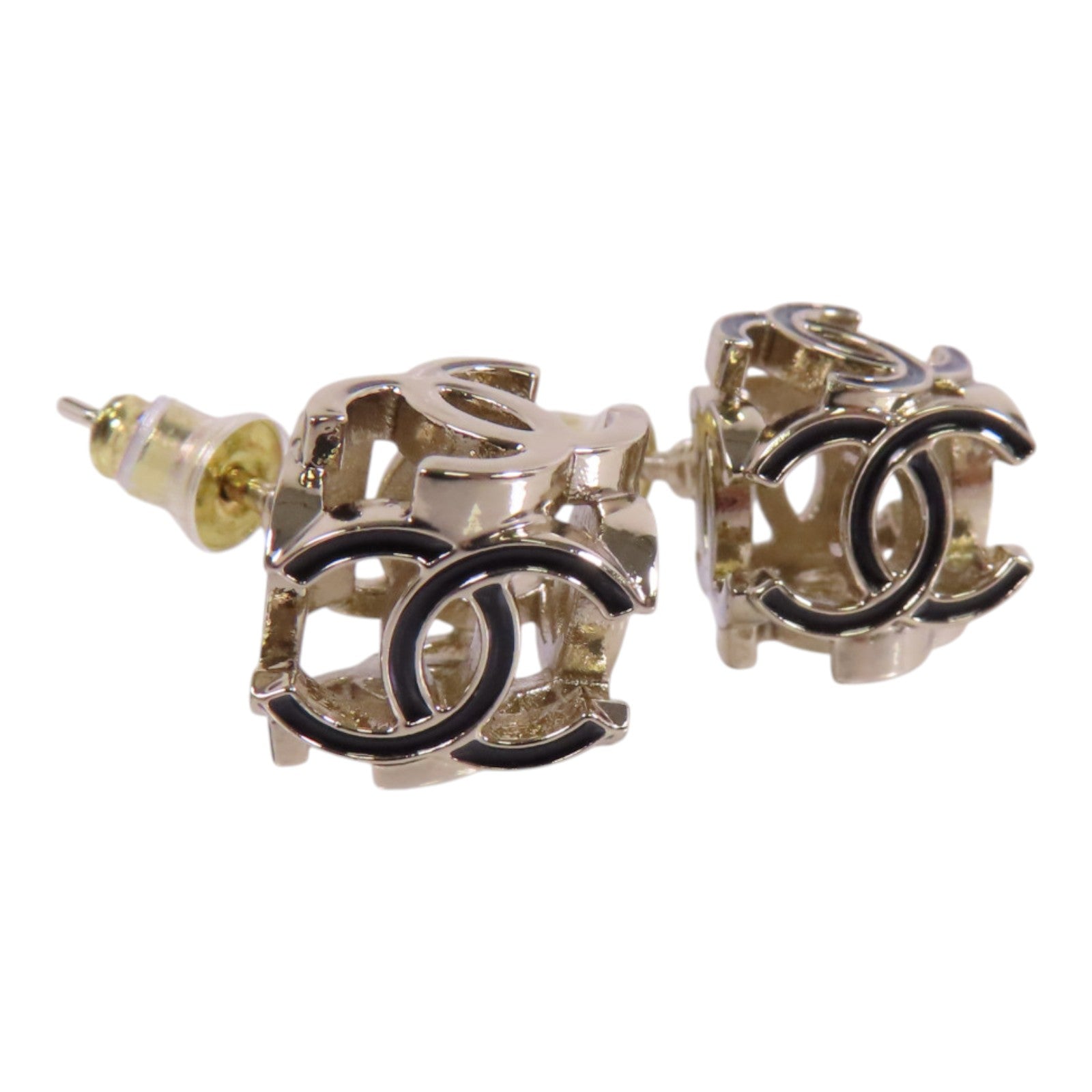 CHANEL 金屬CC Earrings金扣耳環