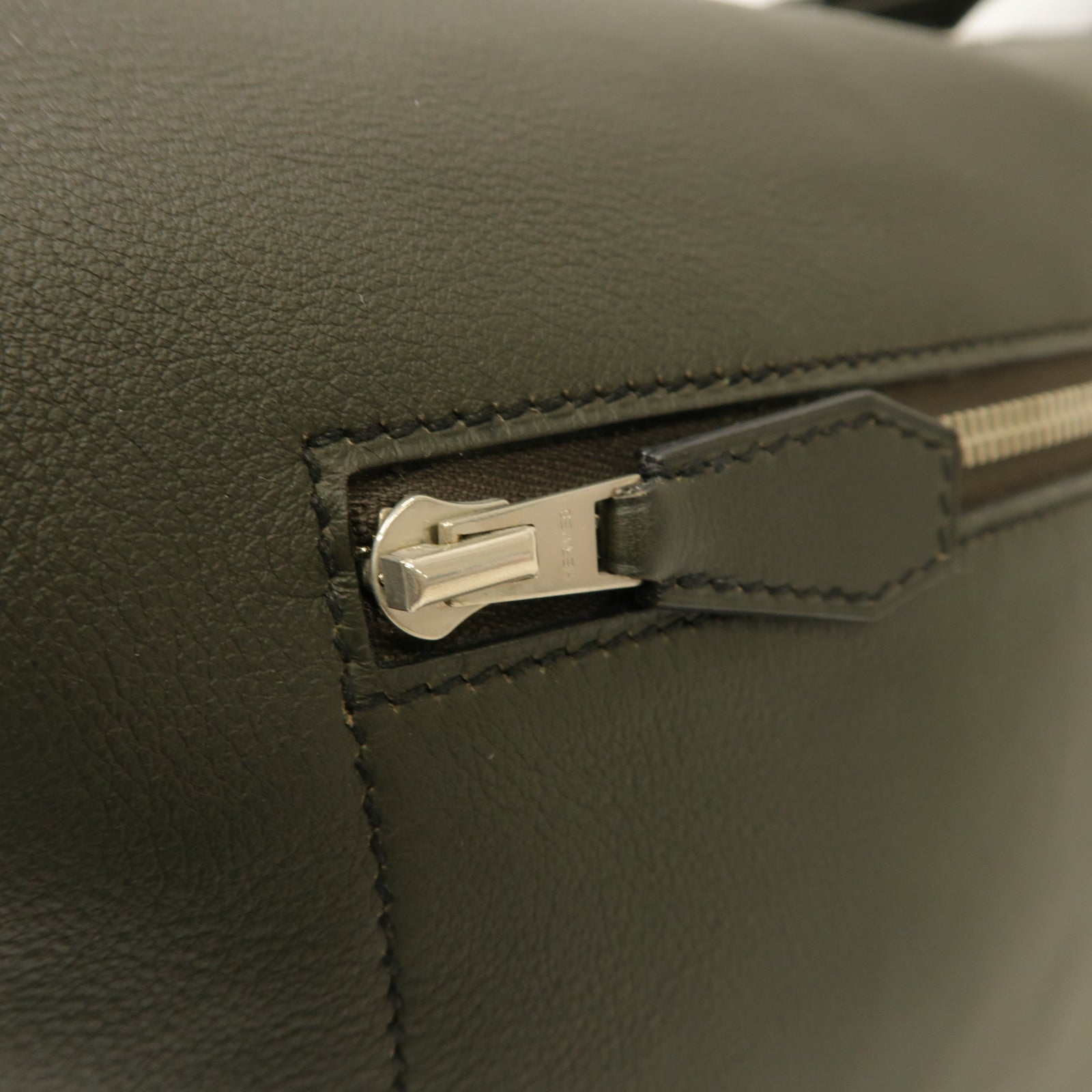 HERMES 【激減優惠】Evercolor皮革Shoulder Bag銀扣肩背袋深綠色