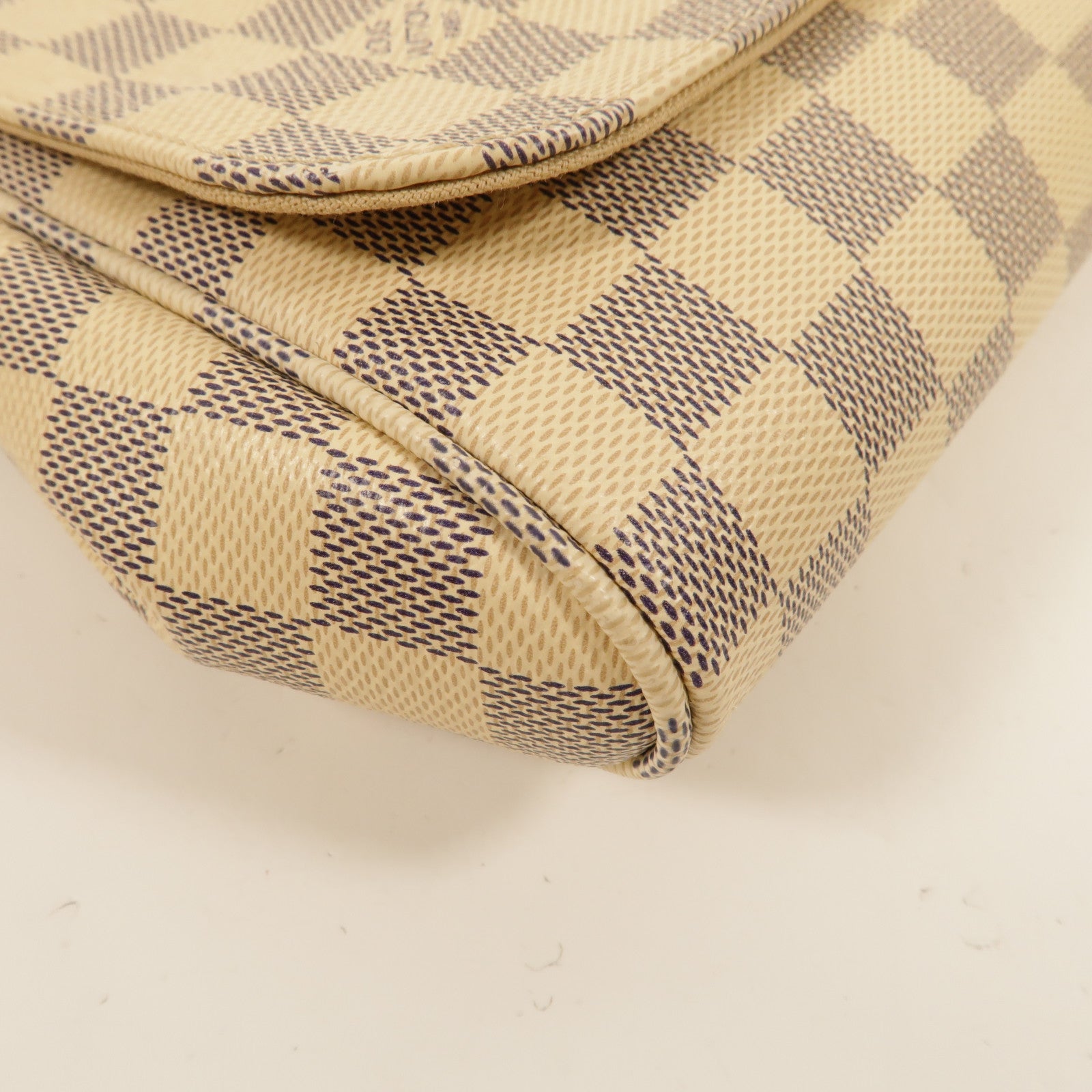 LOUIS VUITTON Damier Azur Favorite MM金扣手挽肩背兩用袋白色