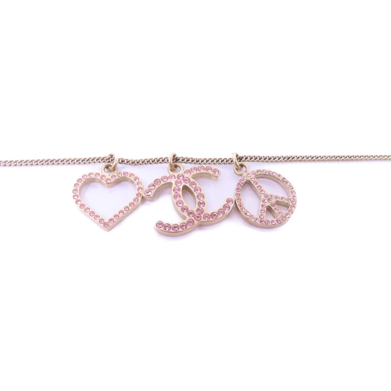 CHANEL PVC/金屬Necklace項鍊粉紅色/金色