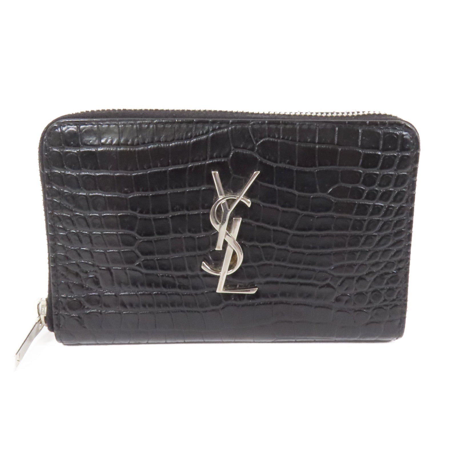 SAINT LAURENT 牛皮皮革Embossed Wallet銀扣錢包