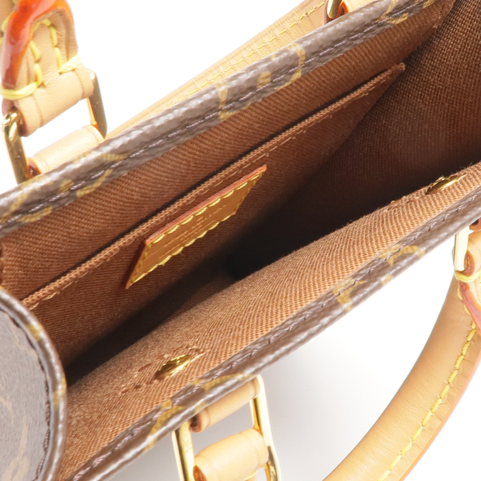 LOUIS VUITTON Monogram Petit Sac Plat金扣手挽肩背兩用袋Monogram Petit Sac Plat金扣手挽肩背兩用袋