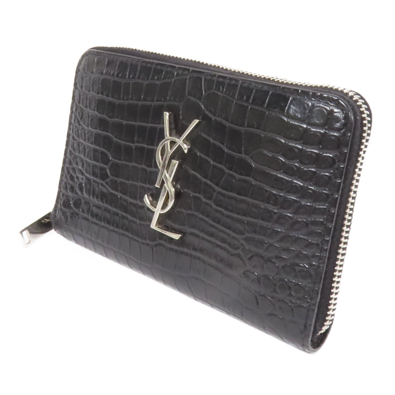 SAINT LAURENT 牛皮皮革Embossed Wallet銀扣錢包