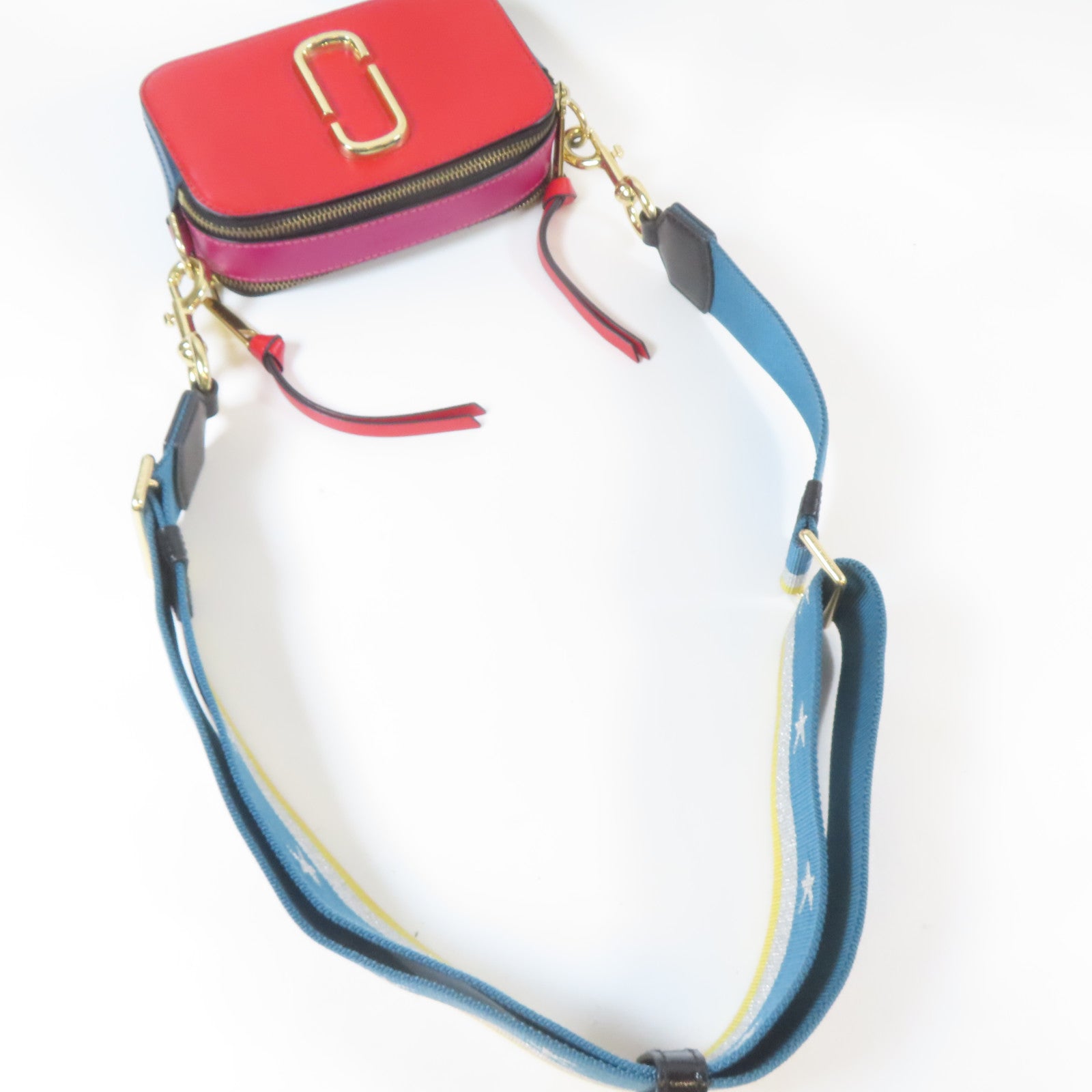 MARC JACOBS 牛皮皮革Shoulder Bag金扣肩背袋紅色/藍色/紫紅色