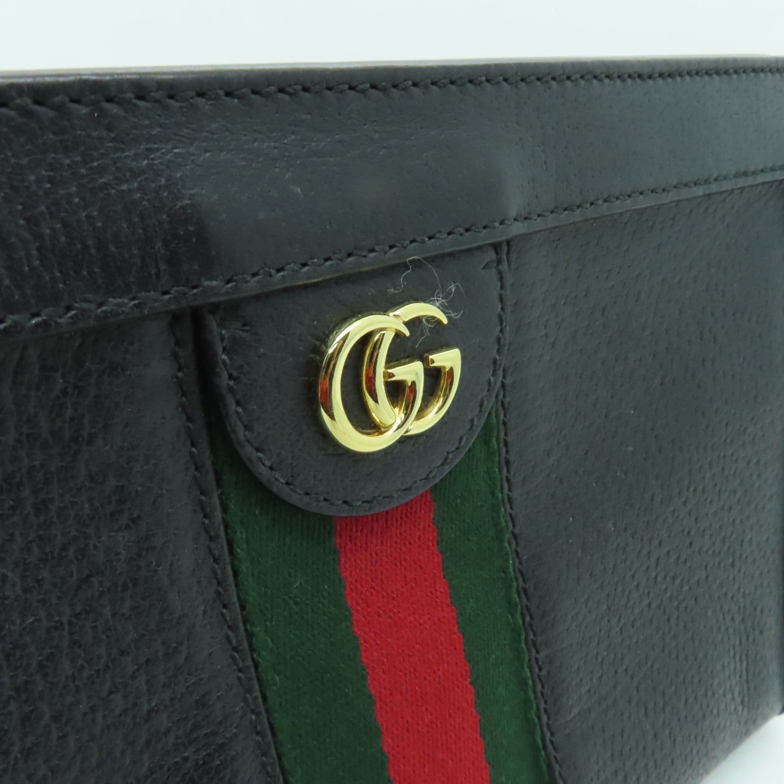 GUCCI 【清倉大減價】牛皮皮革Ophidia GG金扣鏈帶肩背袋黑色