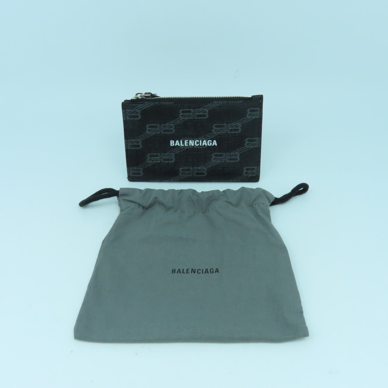 BALENCIAGA 【激減優惠】塗層帆布Card Case銀扣卡片套黑色