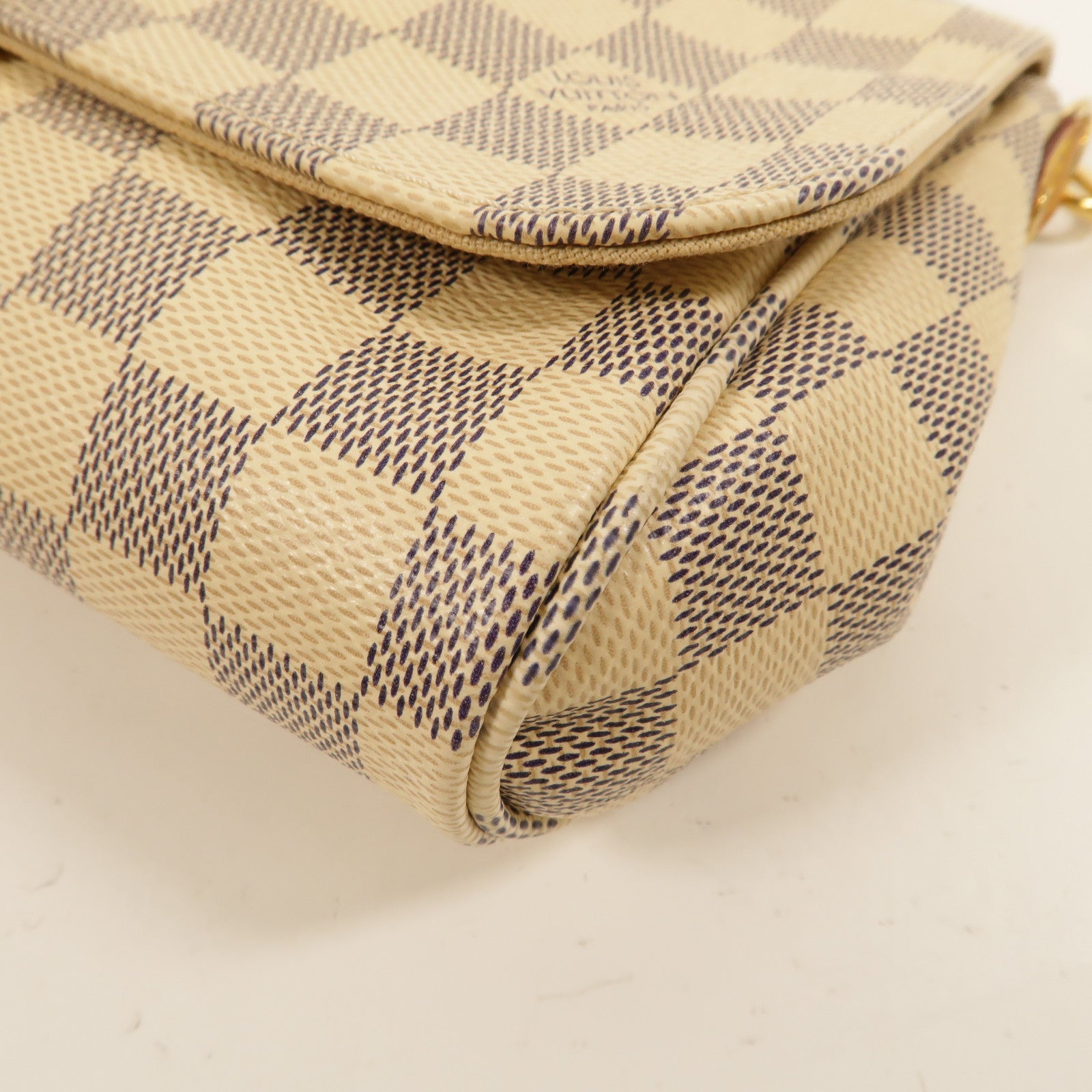 LOUIS VUITTON Damier Azur Favorite MM金扣手挽肩背兩用袋白色