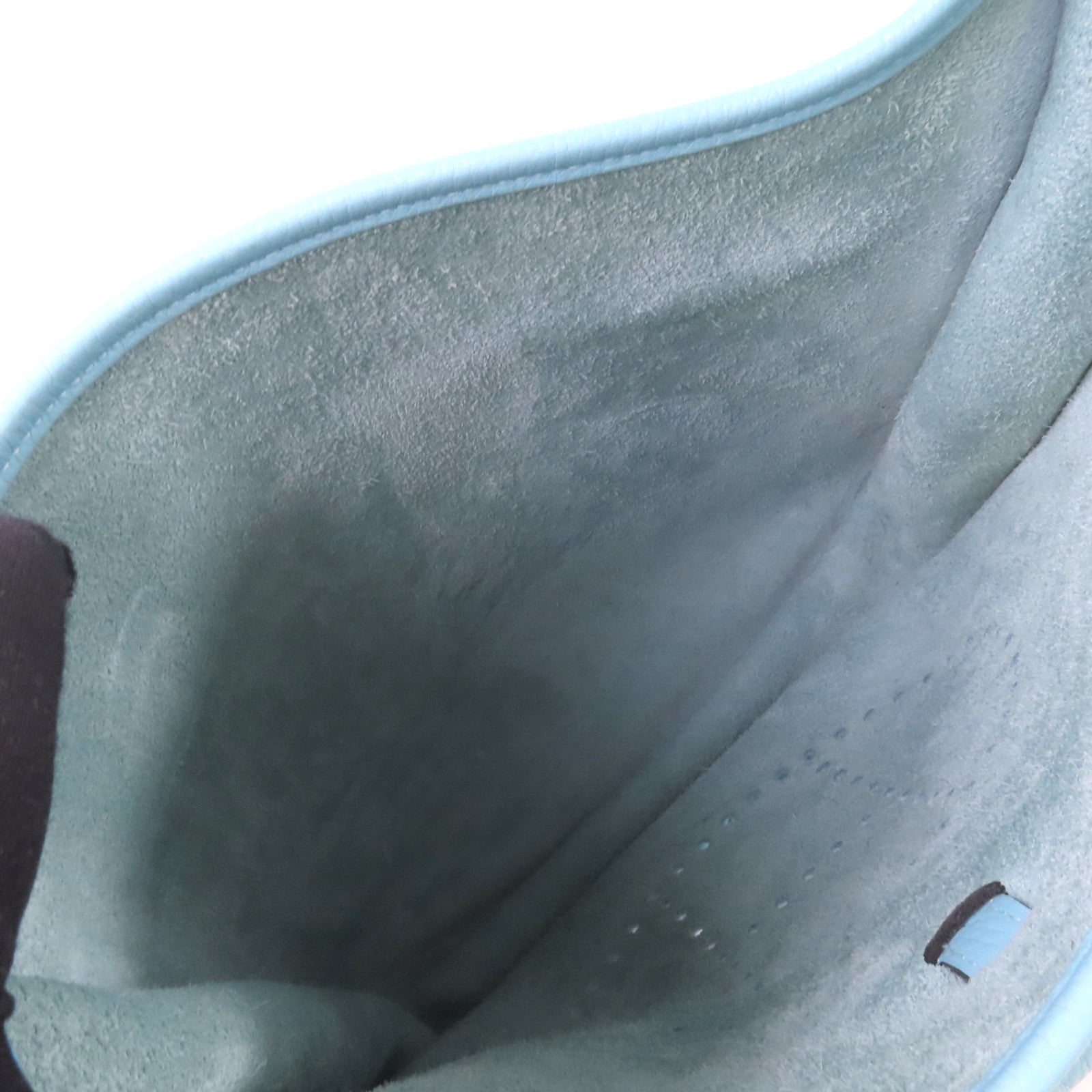 HERMES Clemence皮革Evelyne GM Shoulder Bag銀扣肩背袋Bleu Atoll/潟湖藍色