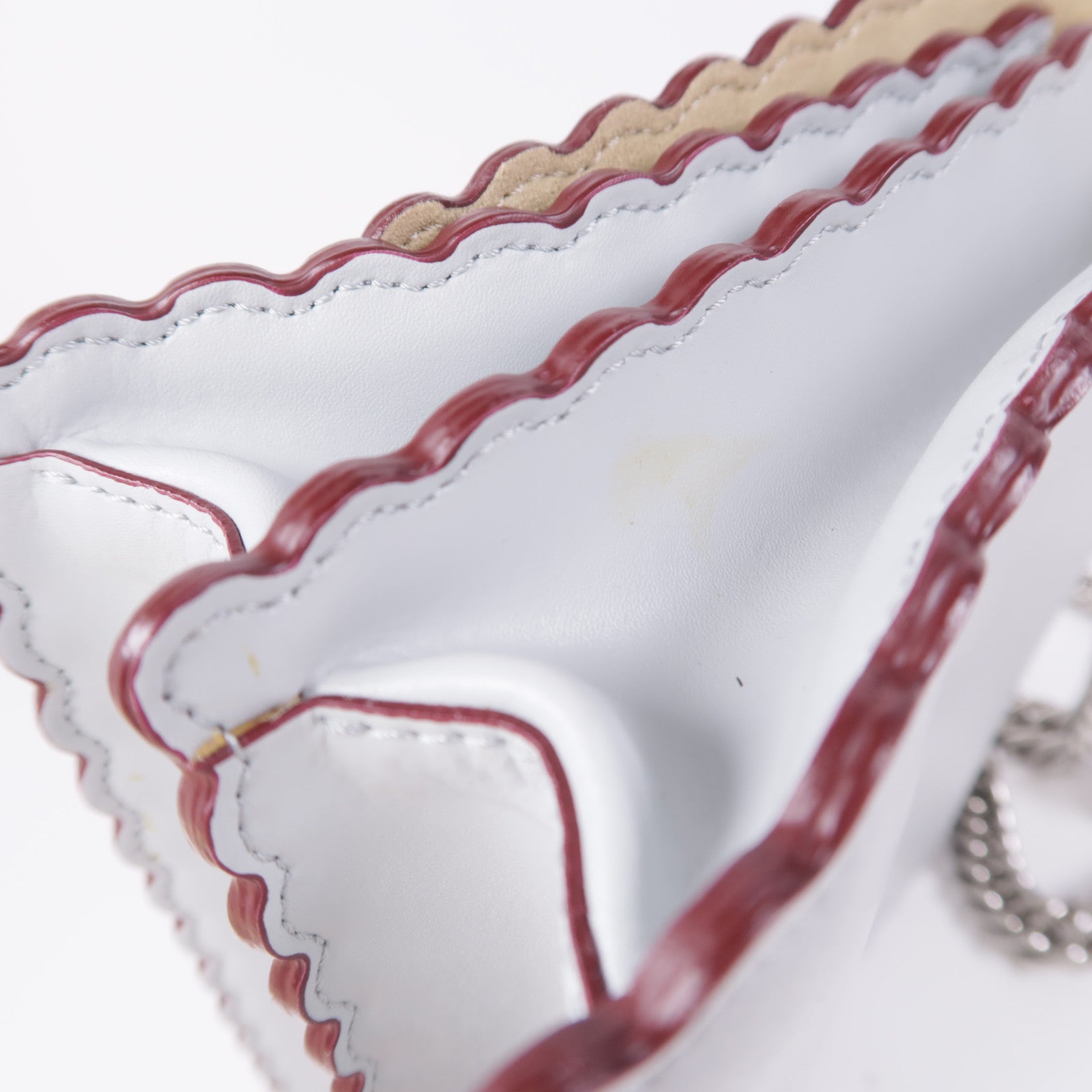 FENDI GHW Chain Shoulder Bag Calfskin Leather 8M0381 Grey