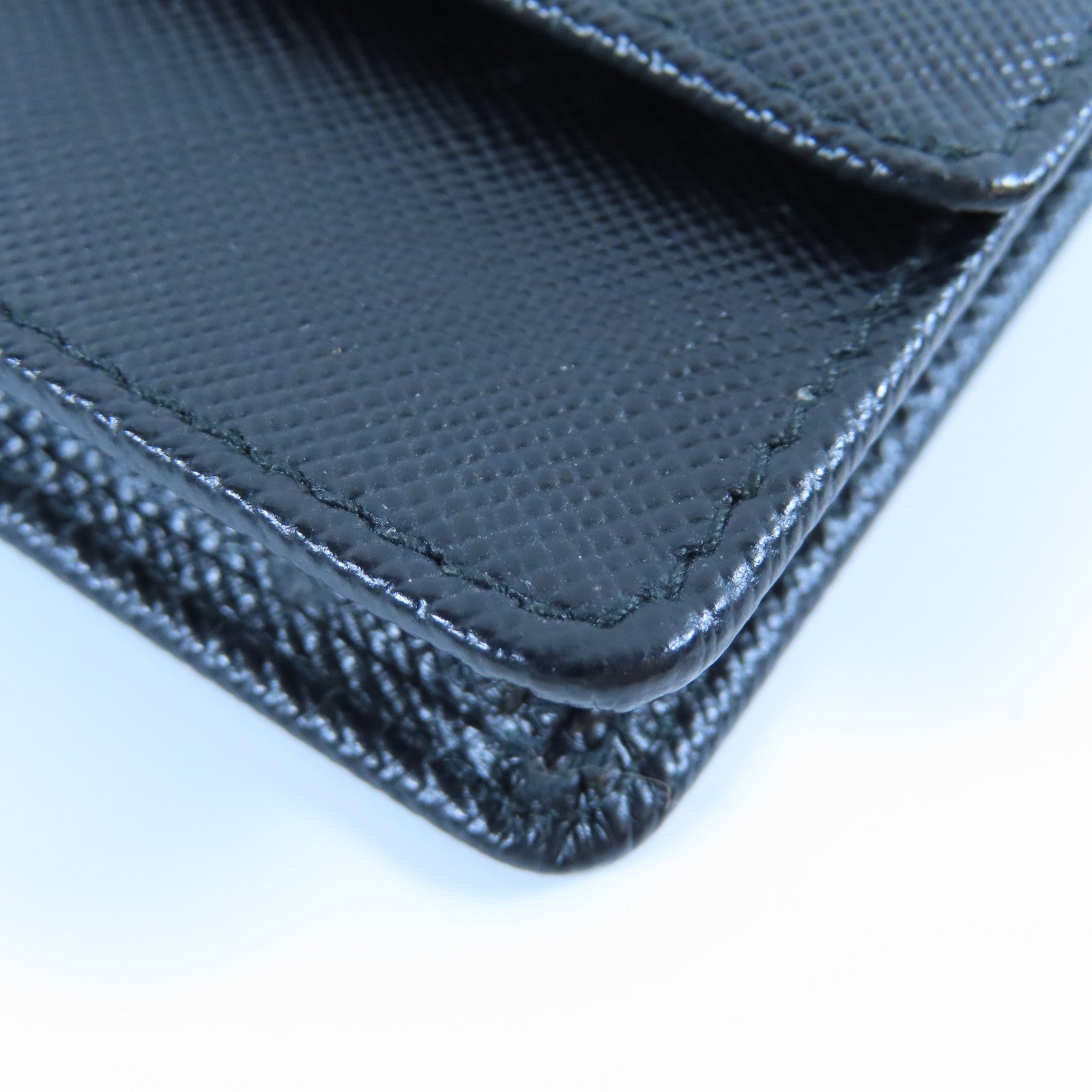 PRADA 【激減優惠】牛皮皮革Card Case金扣卡片套黑色