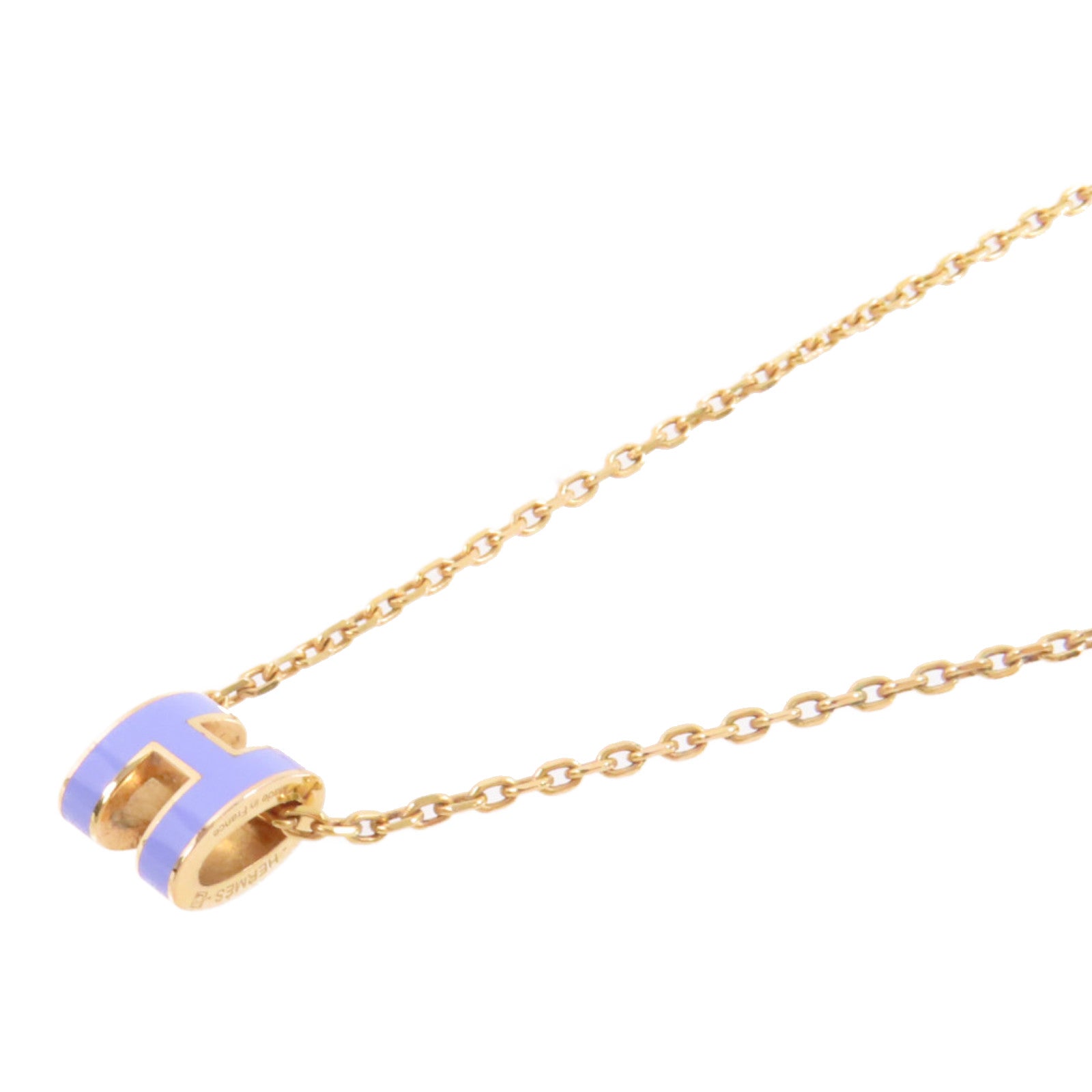 HERMES 金屬/琺瑯Mini Pop H Necklace項鏈紫色/金色