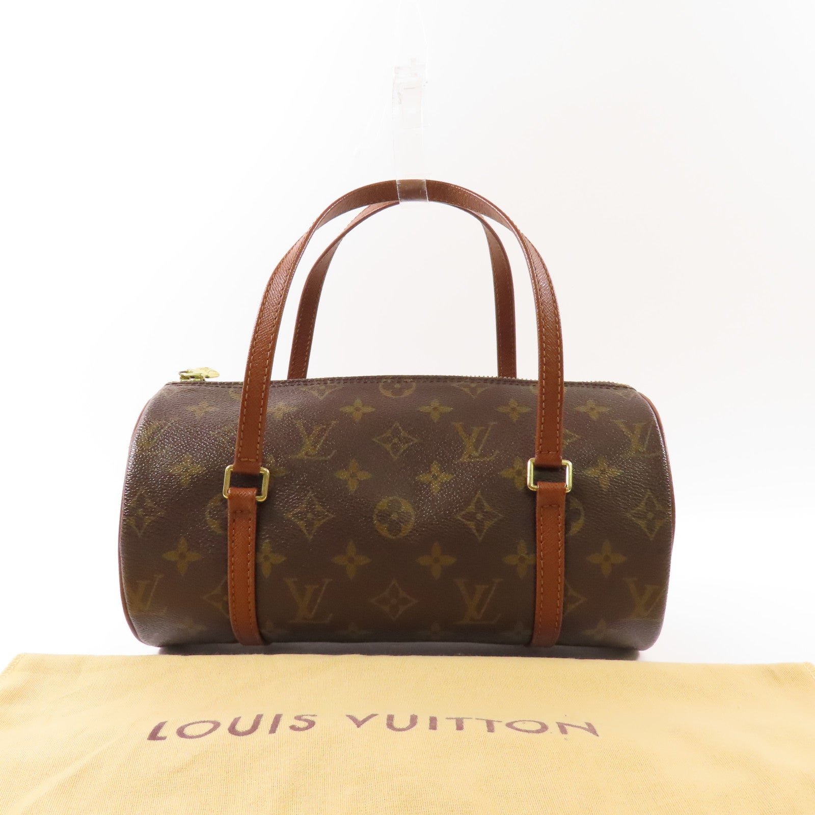 LOUIS VUITTON Monogram Papillon金扣手挽袋棕色