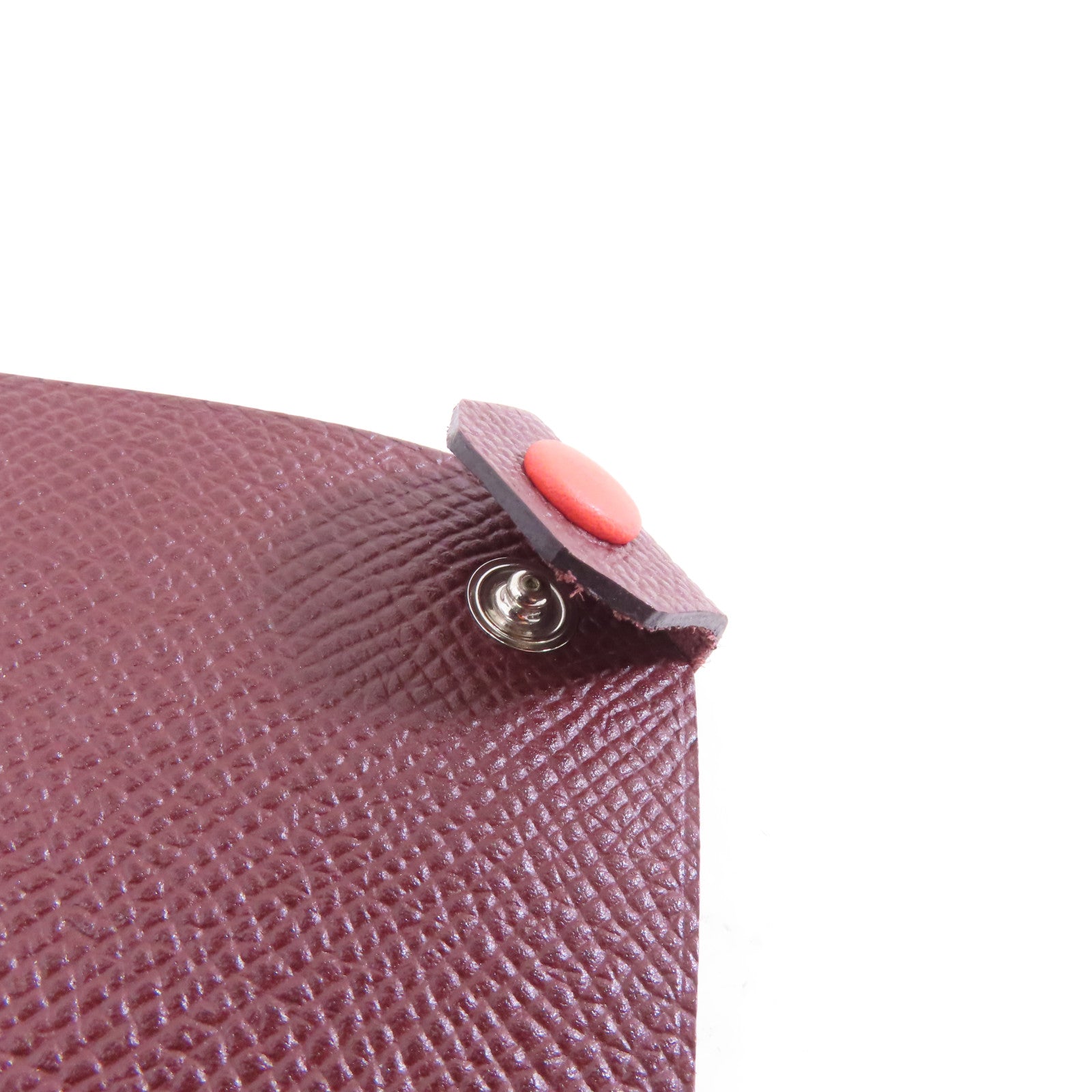HERMES Epsom皮革Passport Case銀扣護照套Bordeaux酒紅色