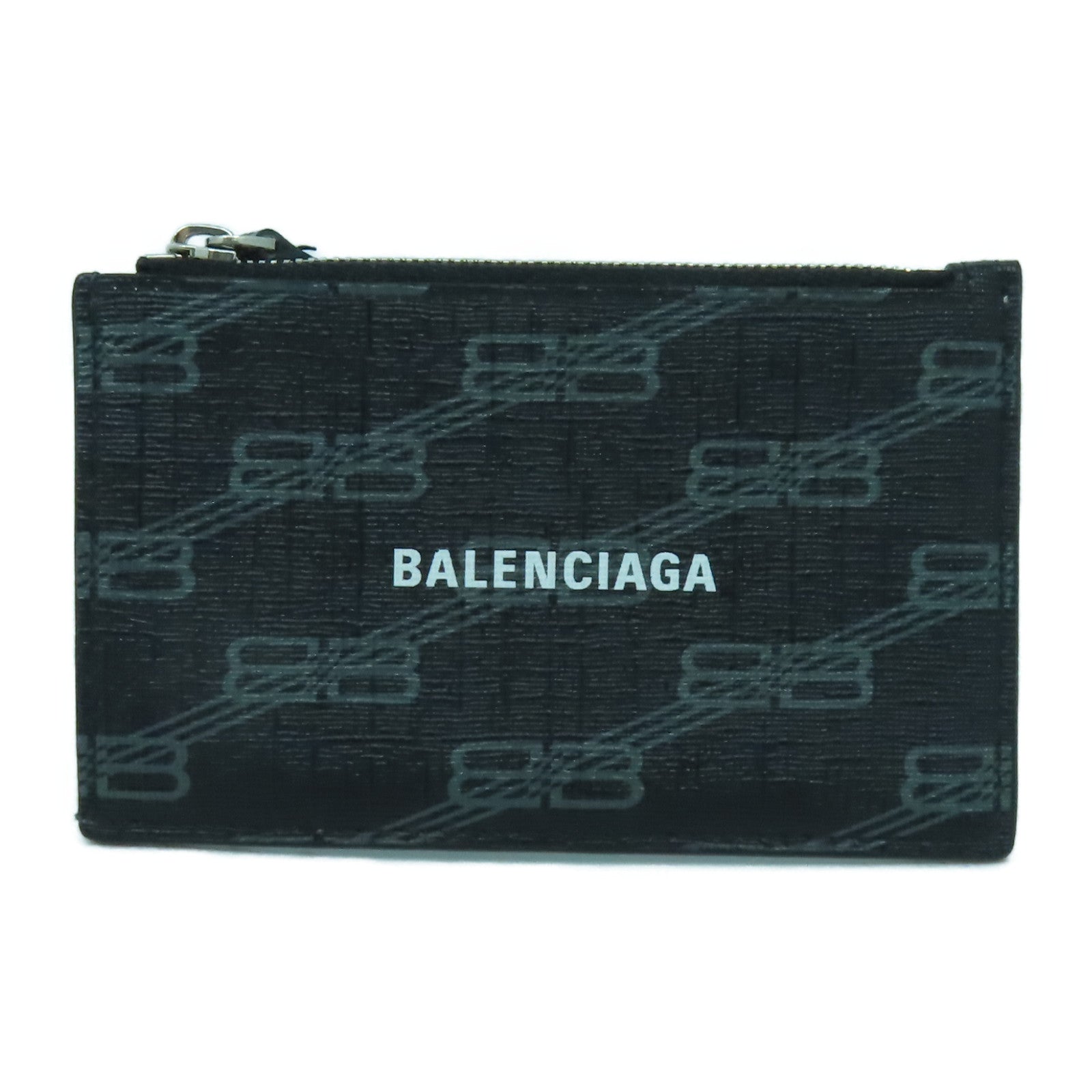 BALENCIAGA 【激減優惠】塗層帆布Card Case銀扣卡片套黑色