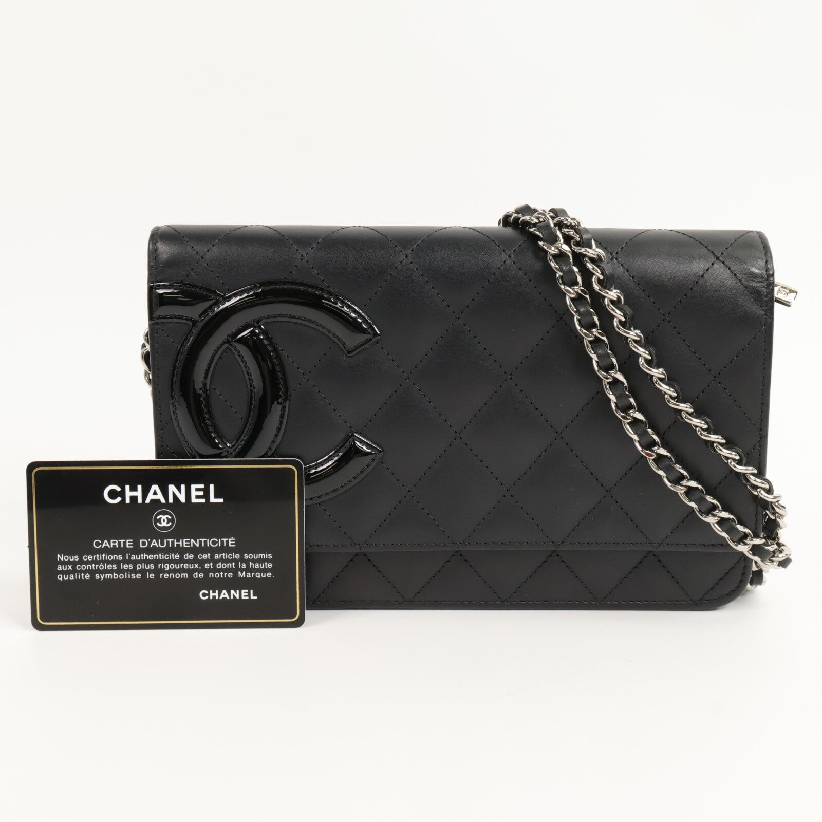 CHANEL 牛皮皮革Cambon Wallet on Chain鏈帶肩背袋