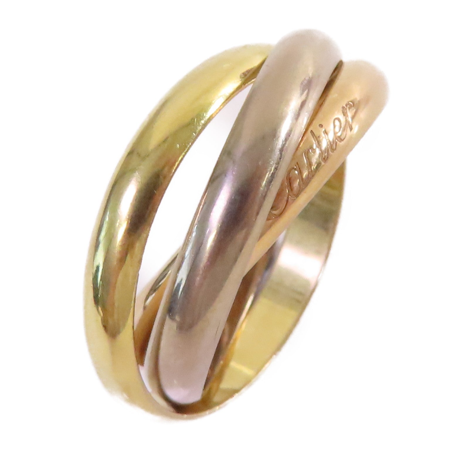 CARTIER 18K黃金/白金/玫瑰金Trinity Ring戒指#60/US#7.75