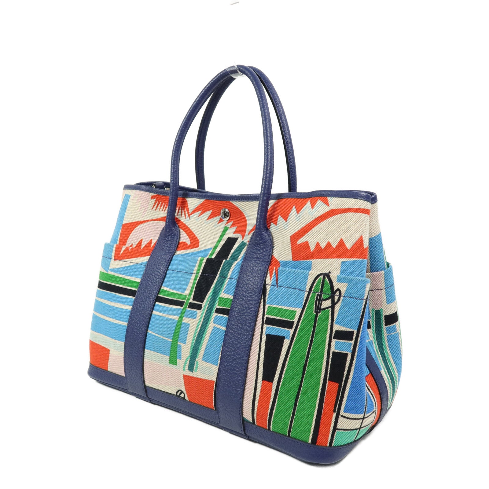 HERMES Canvas/Negonda皮革Garden Party PM Pocket手挽肩背兩用袋Multi Color