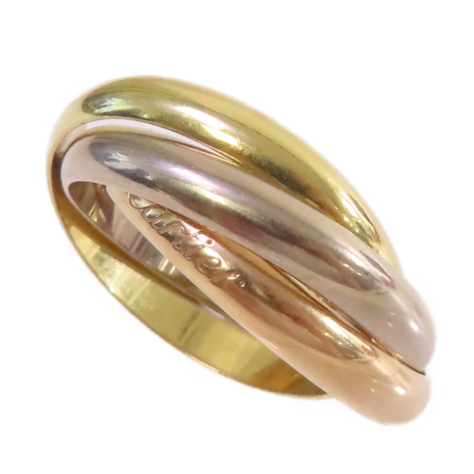 CARTIER 18K黃金/白金/玫瑰金Trinity Ring戒指#60/US#7.75
