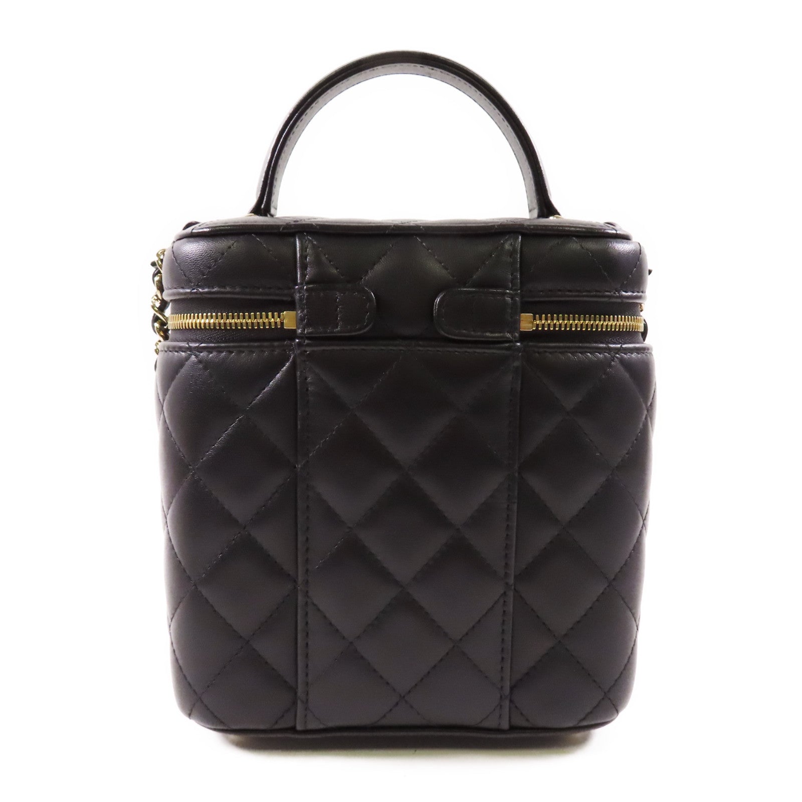 CHANEL 羊皮皮革Vanity Case金扣鏈帶手挽肩背兩用袋