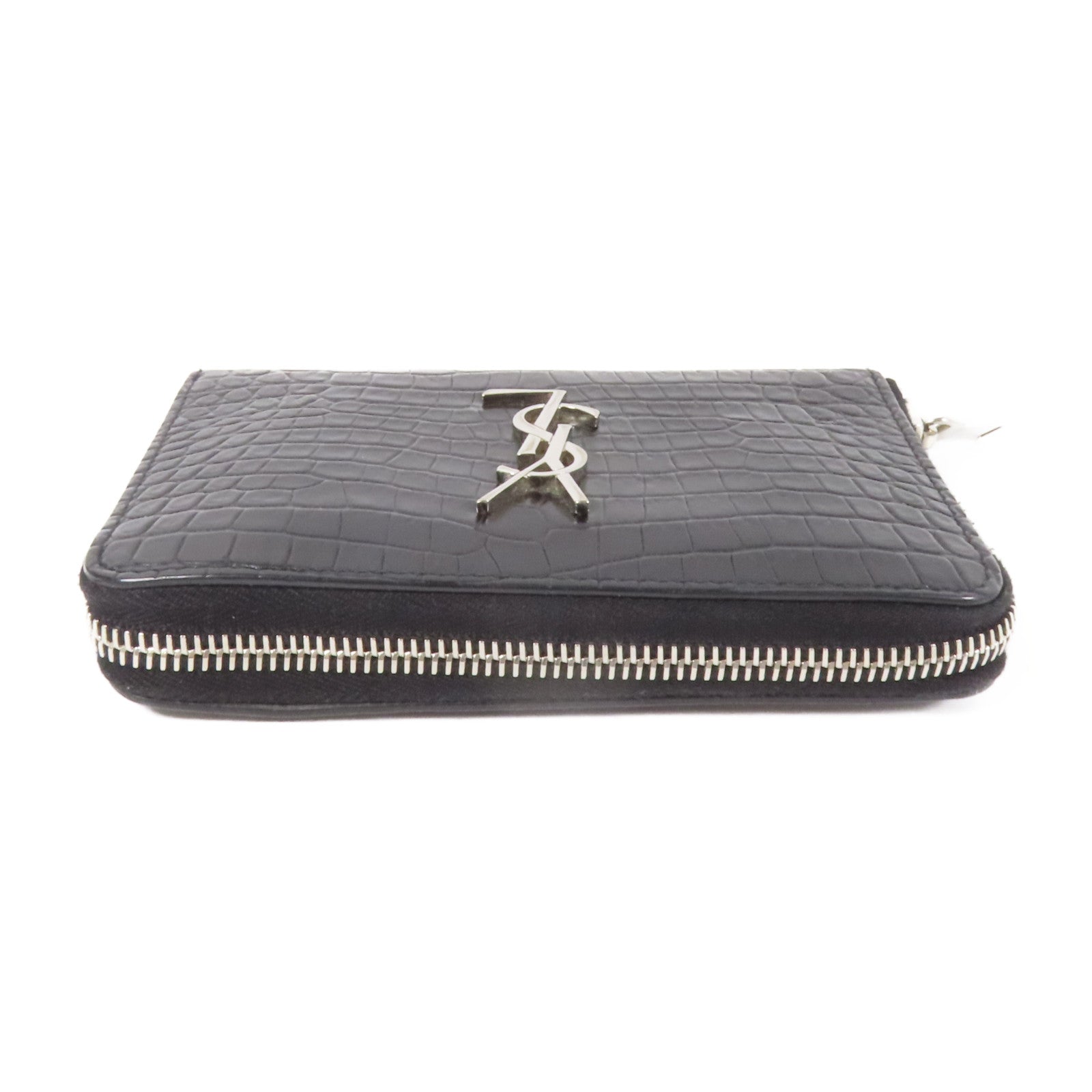 SAINT LAURENT 牛皮皮革Embossed Wallet銀扣錢包