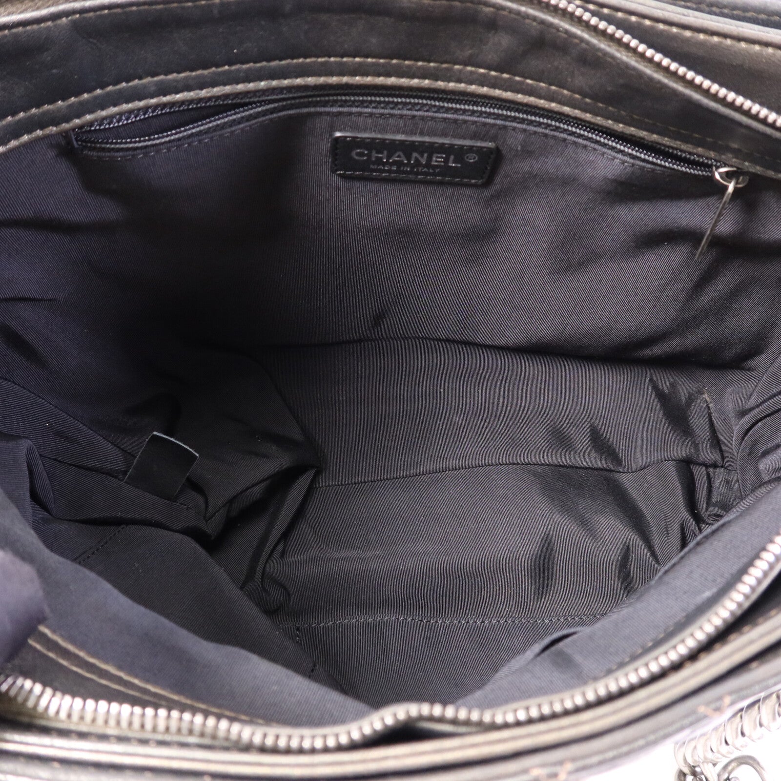 CHANEL 牛皮皮革Chain Shoulder Bag銀扣鏈帶肩背袋