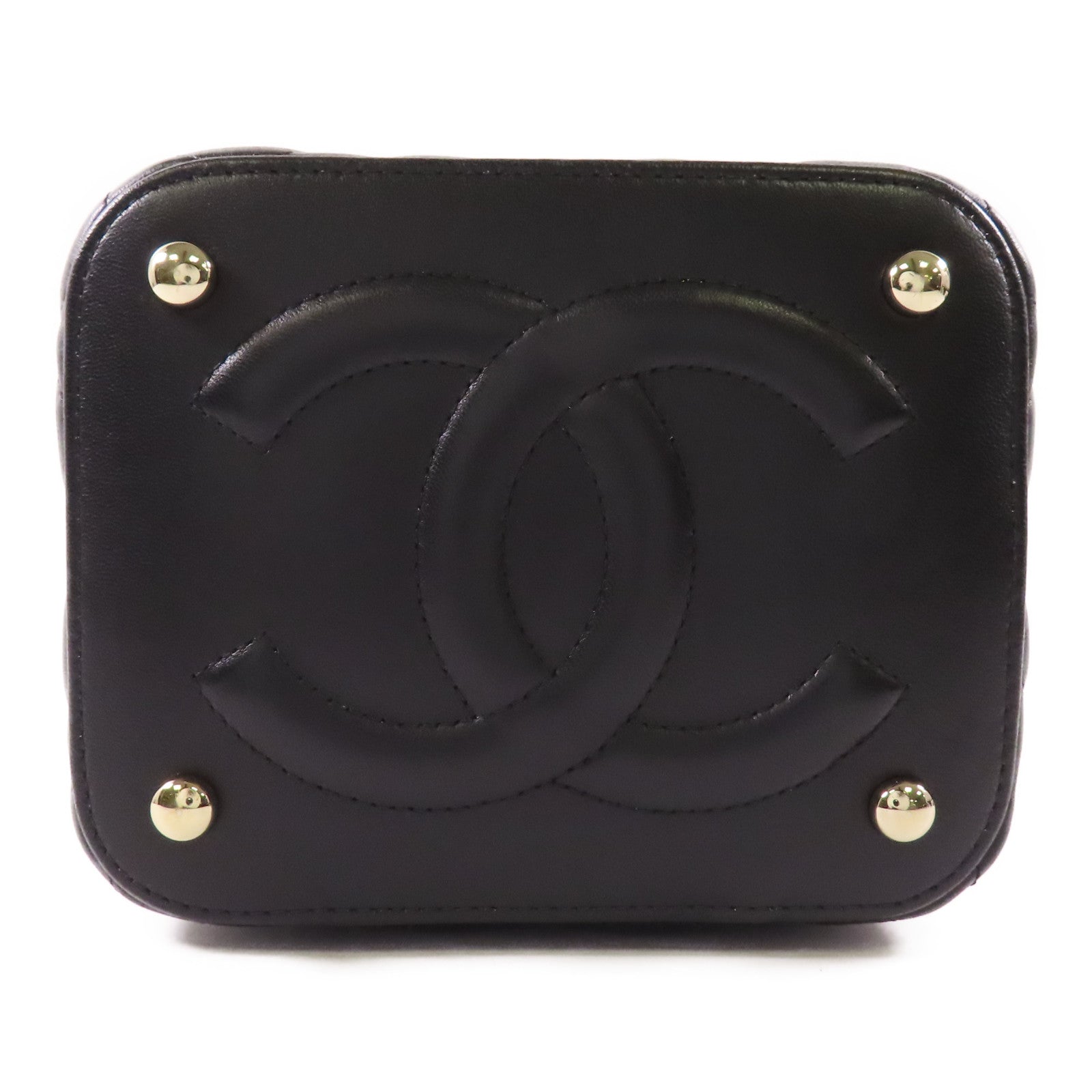 CHANEL 羊皮皮革Vanity Case金扣鏈帶手挽肩背兩用袋