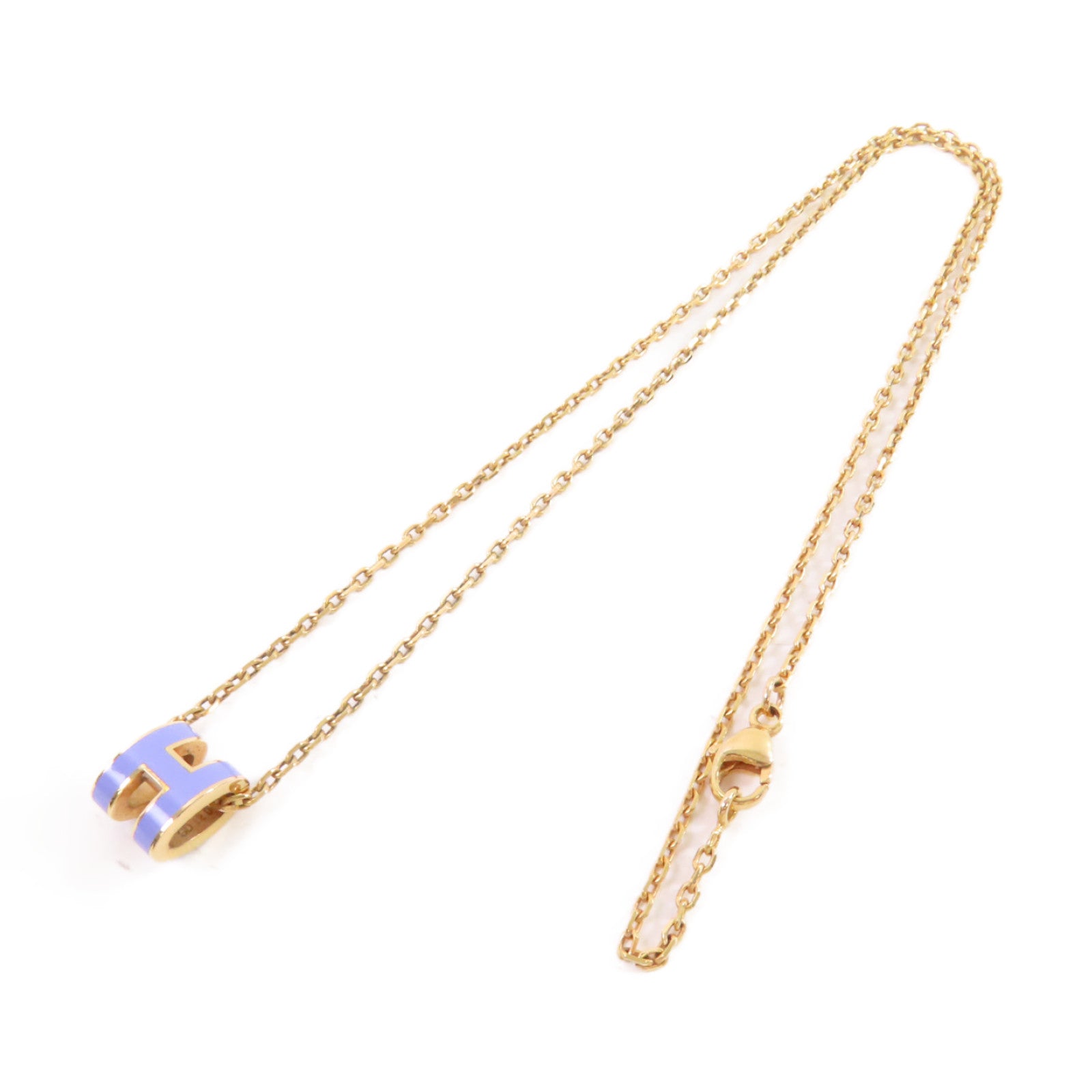 HERMES 金屬/琺瑯Mini Pop H Necklace項鏈紫色/金色