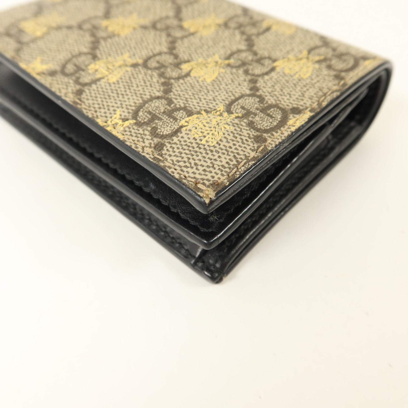 GUCCI 塗層帆布/牛皮皮革GG Supreme Bees Folded Wallet錢包