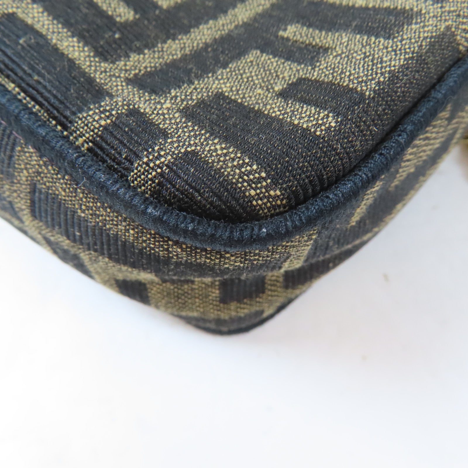 FENDI 帆布Mini Baguette金扣手挽肩背兩用袋啡色