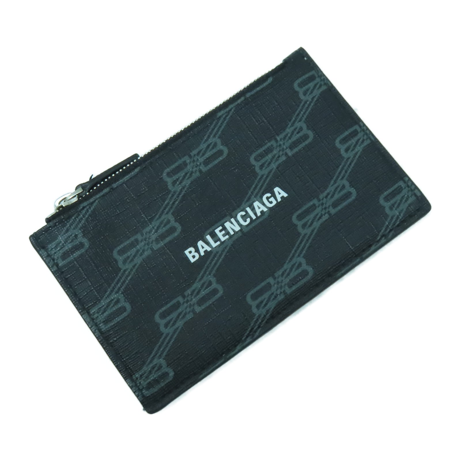 BALENCIAGA 【激減優惠】塗層帆布Card Case銀扣卡片套黑色