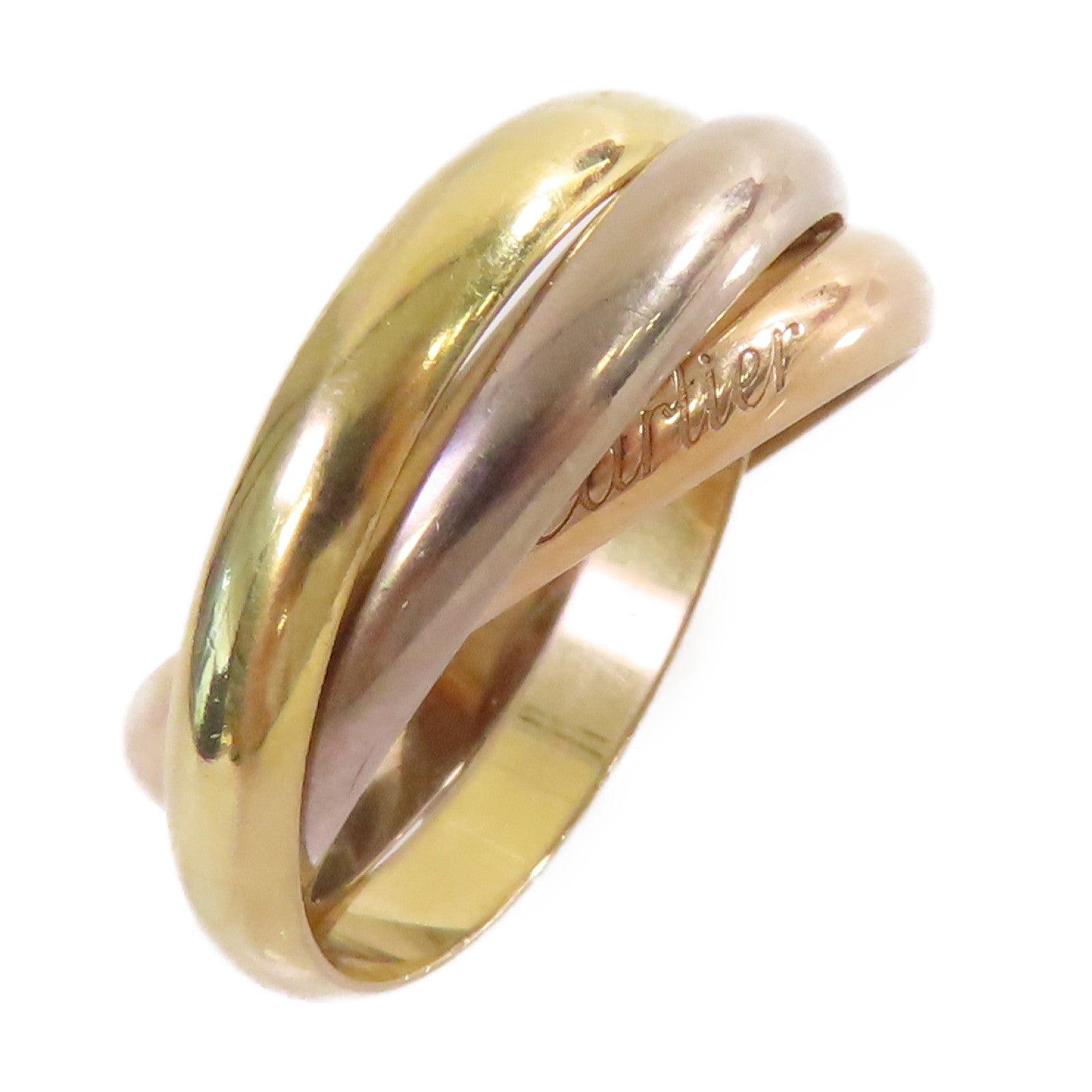 CARTIER 18K黃金/白金/玫瑰金Trinity Ring戒指#60/US#7.75