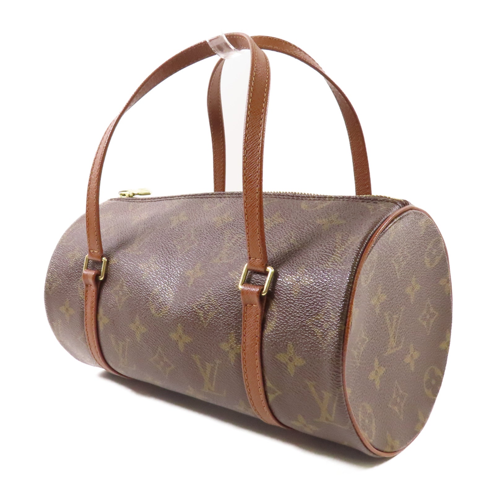 LOUIS VUITTON Monogram Papillon金扣手挽袋棕色