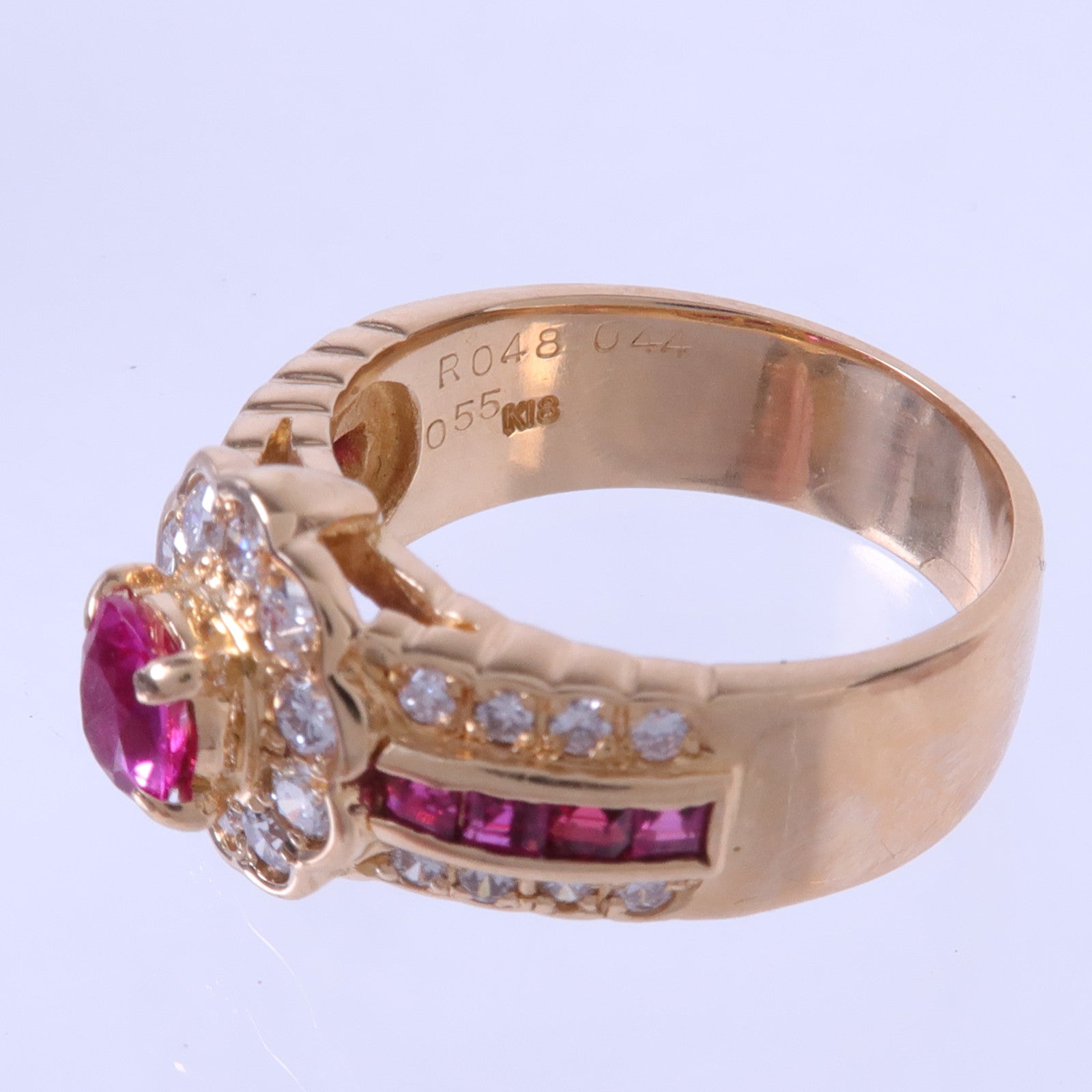 JEWELRY 18K黃金Ruby Diamond Ring紅寶石/鑽石戒指#US6
