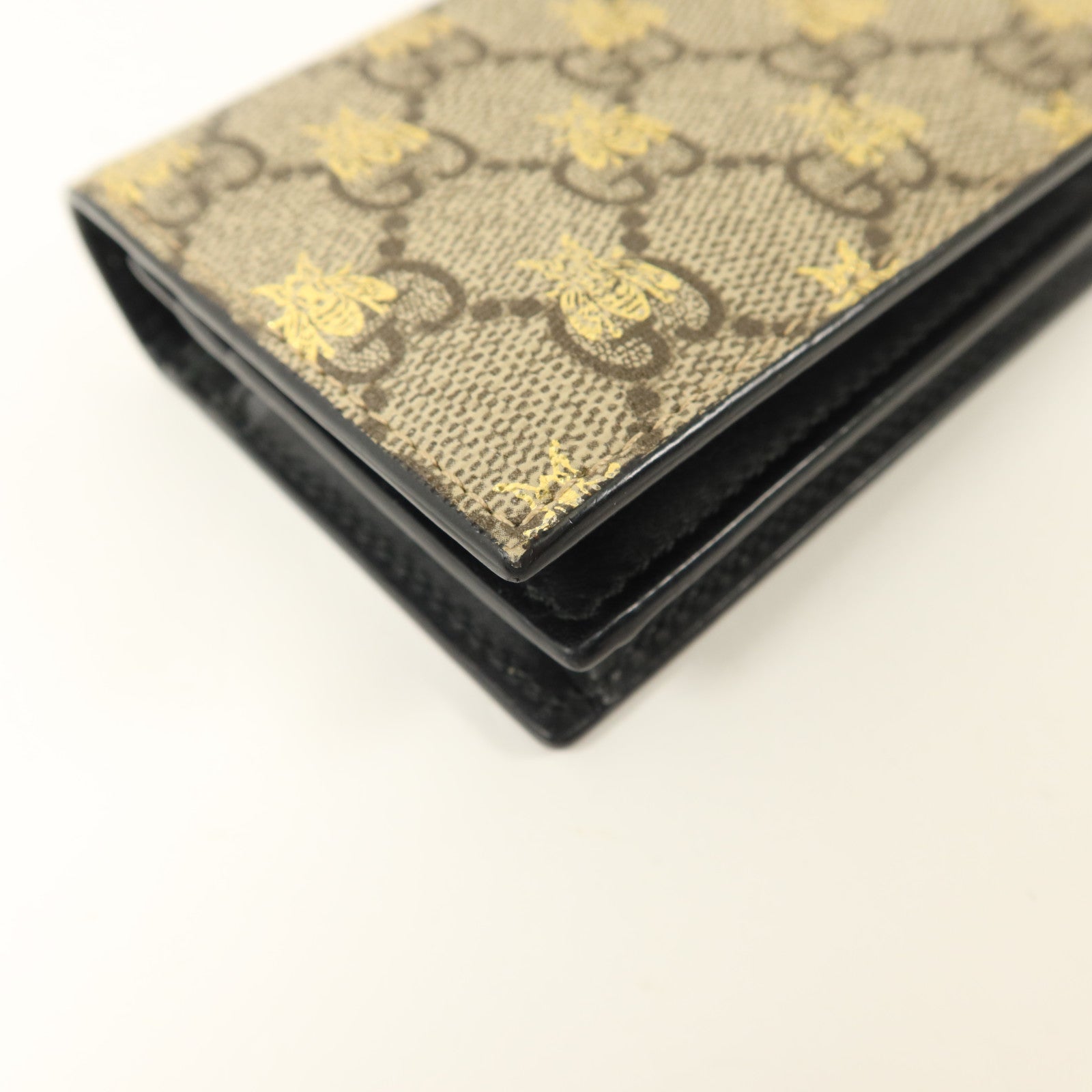 GUCCI 塗層帆布/牛皮皮革GG Supreme Bees Folded Wallet錢包