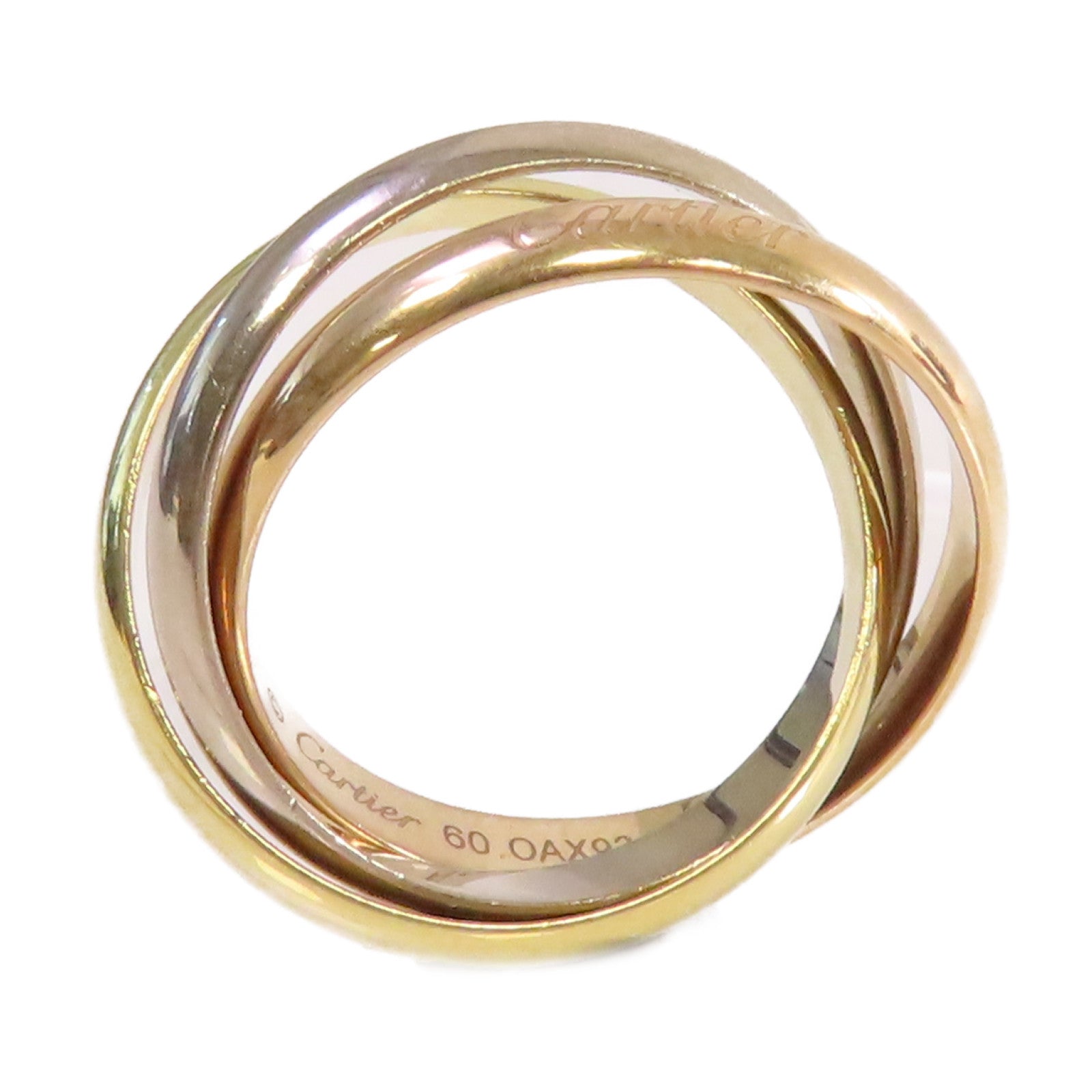 CARTIER 18K黃金/白金/玫瑰金Trinity Ring戒指#60/US#7.75