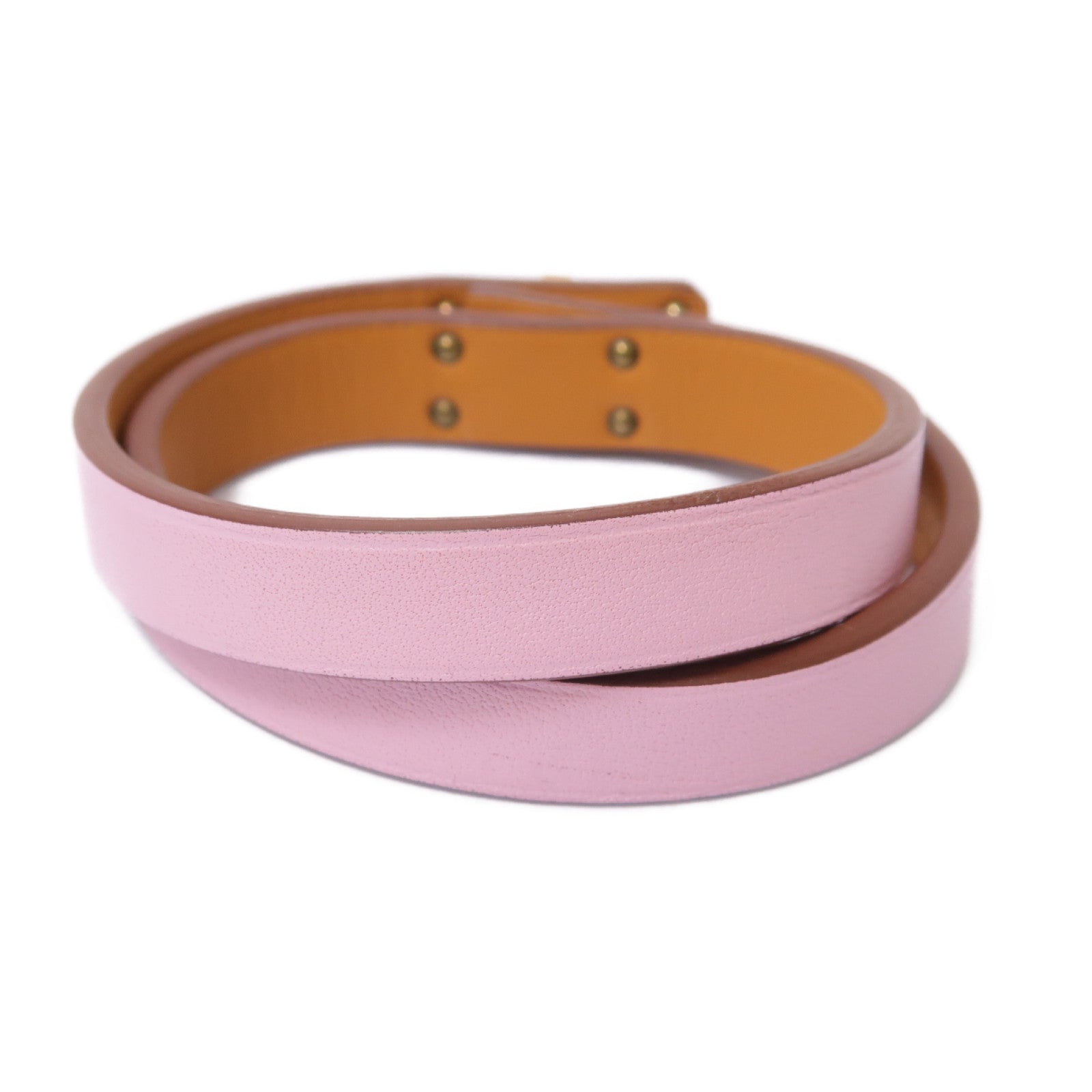 HERMES Swift皮革Mini Kelly Double Tour Bracelet金扣手鐲Rose Sakura/粉紅色
