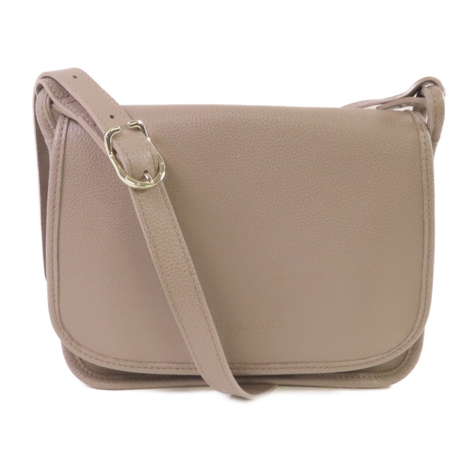 Longchamp 牛皮皮革Shoulder Bag金扣肩背袋灰色