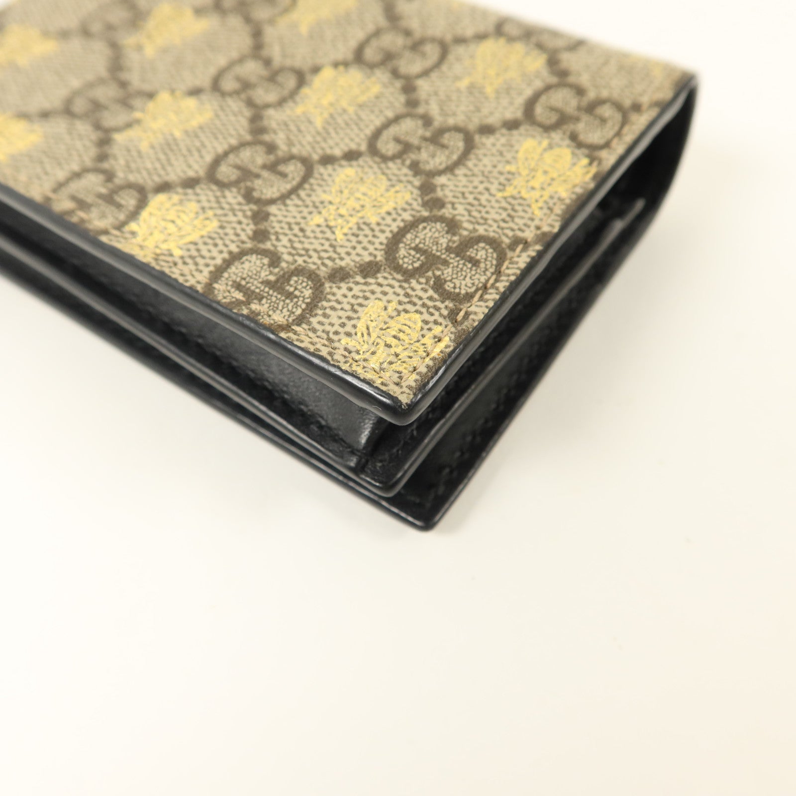 GUCCI 塗層帆布/牛皮皮革GG Supreme Bees Folded Wallet錢包