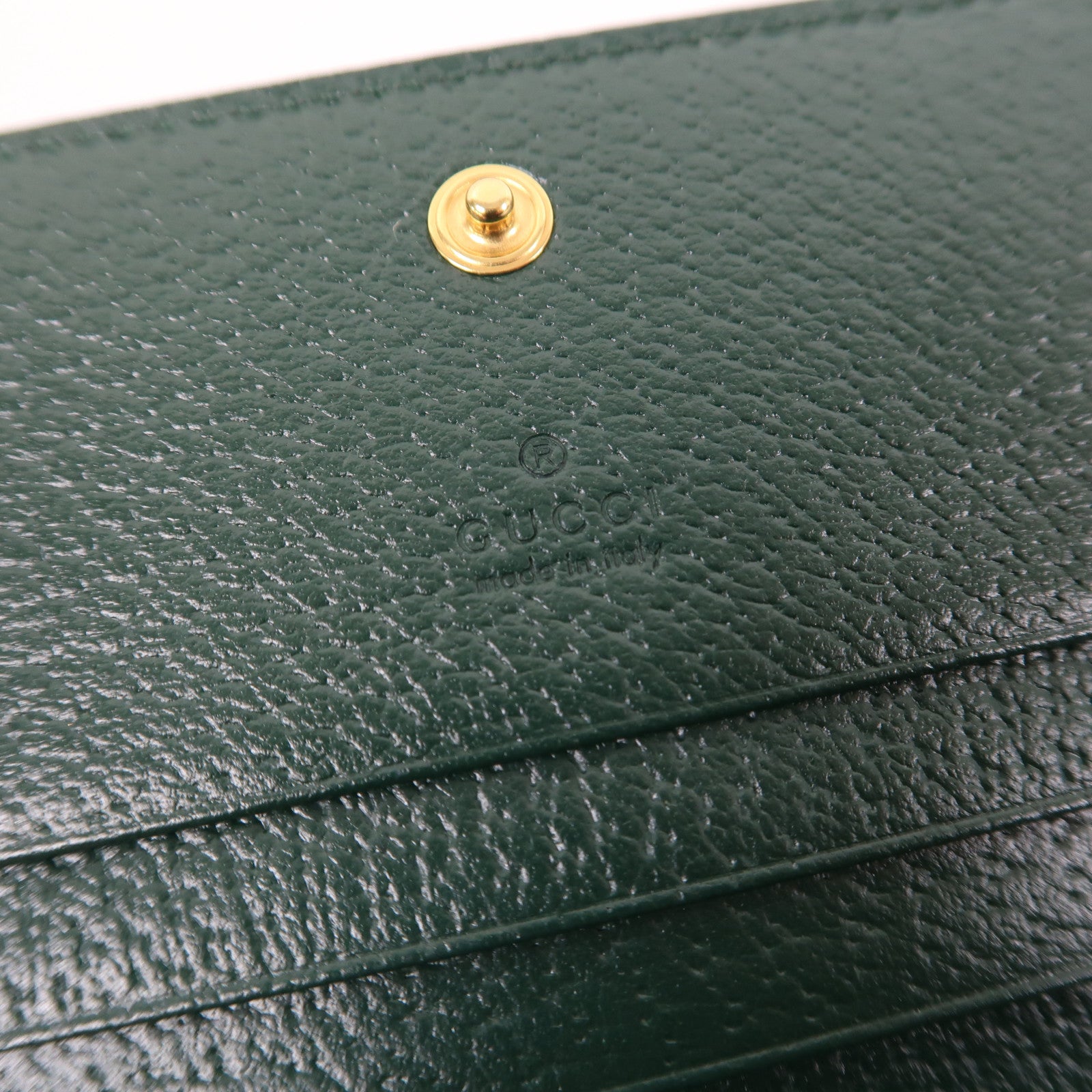 GUCCI 帆布/皮革100 Centennial Card Case/Wallet金扣錢包綠色