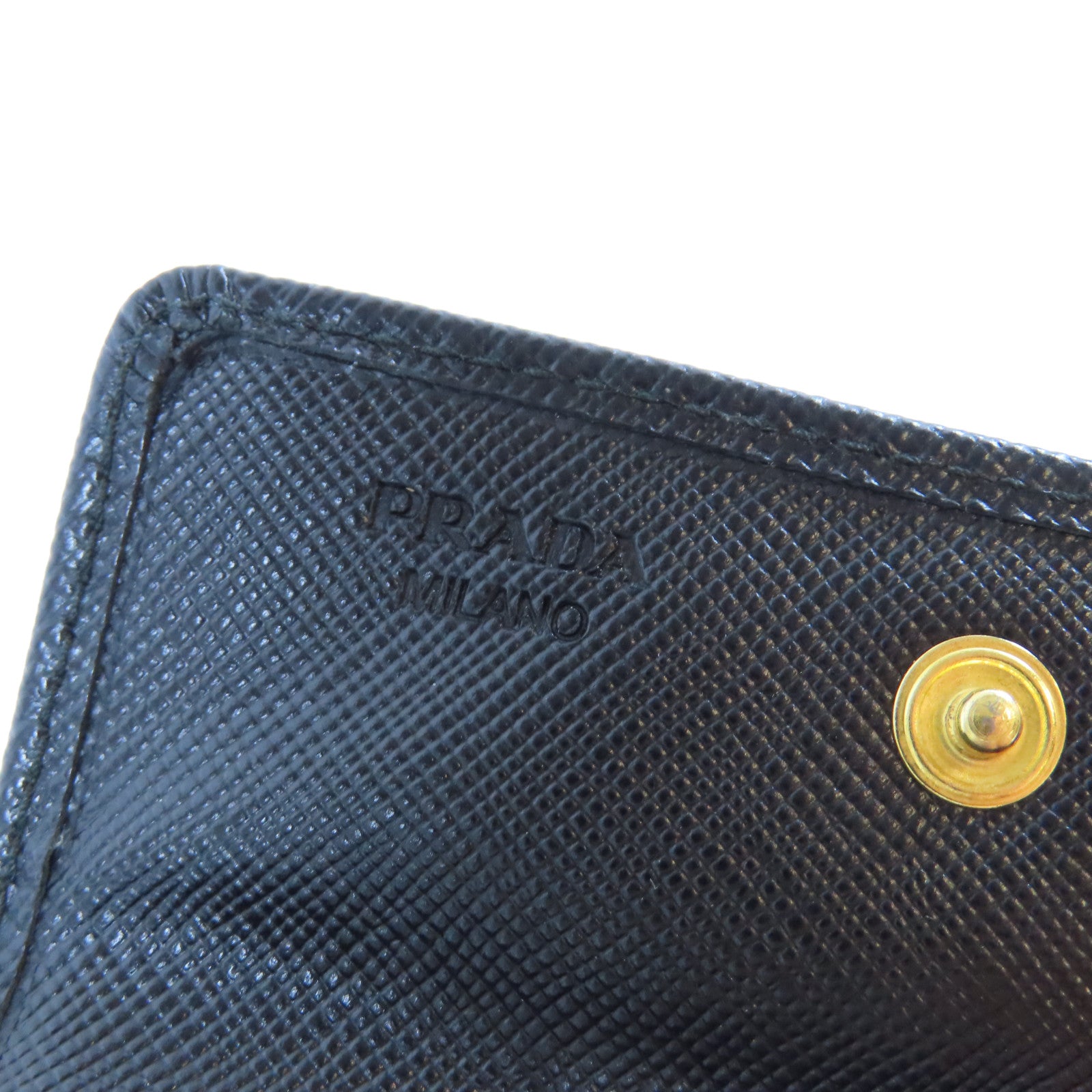 PRADA 【激減優惠】牛皮皮革Card Case金扣卡片套黑色