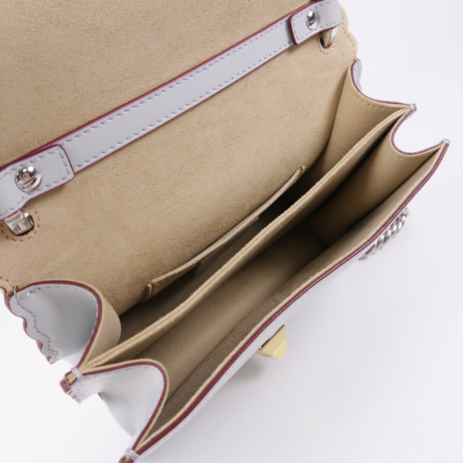 FENDI 【激減優惠】牛皮皮革Chain Shoulder金扣鏈帶肩背袋